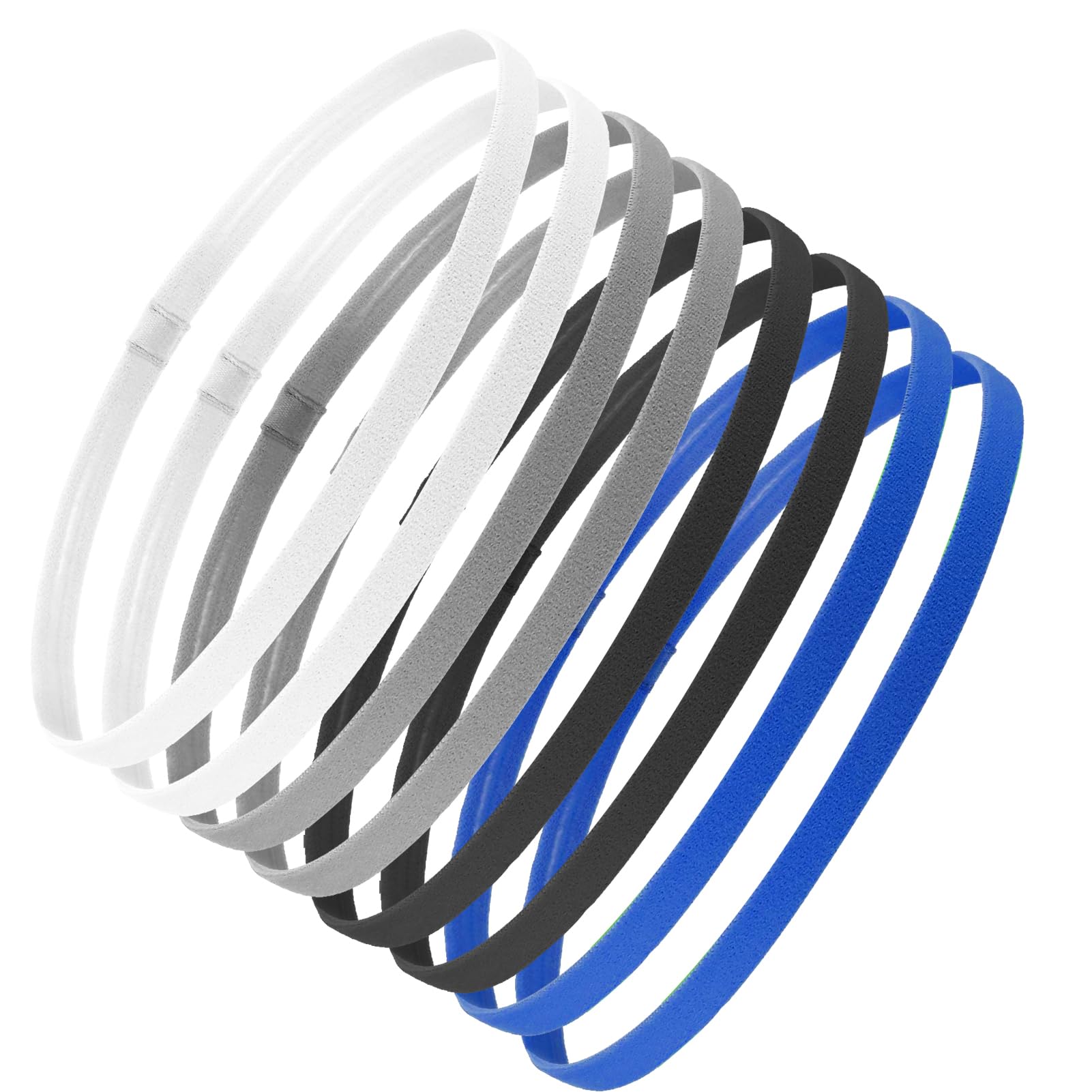 8 Pcs Sports Headband, 4 Colors Thin Headbands, Elastic Sports Hairbands Non Slip, Sports Headband Kids, Silicone Grip Sport Hair Band, Sweatband Headwear, for Running, Yoga, Football