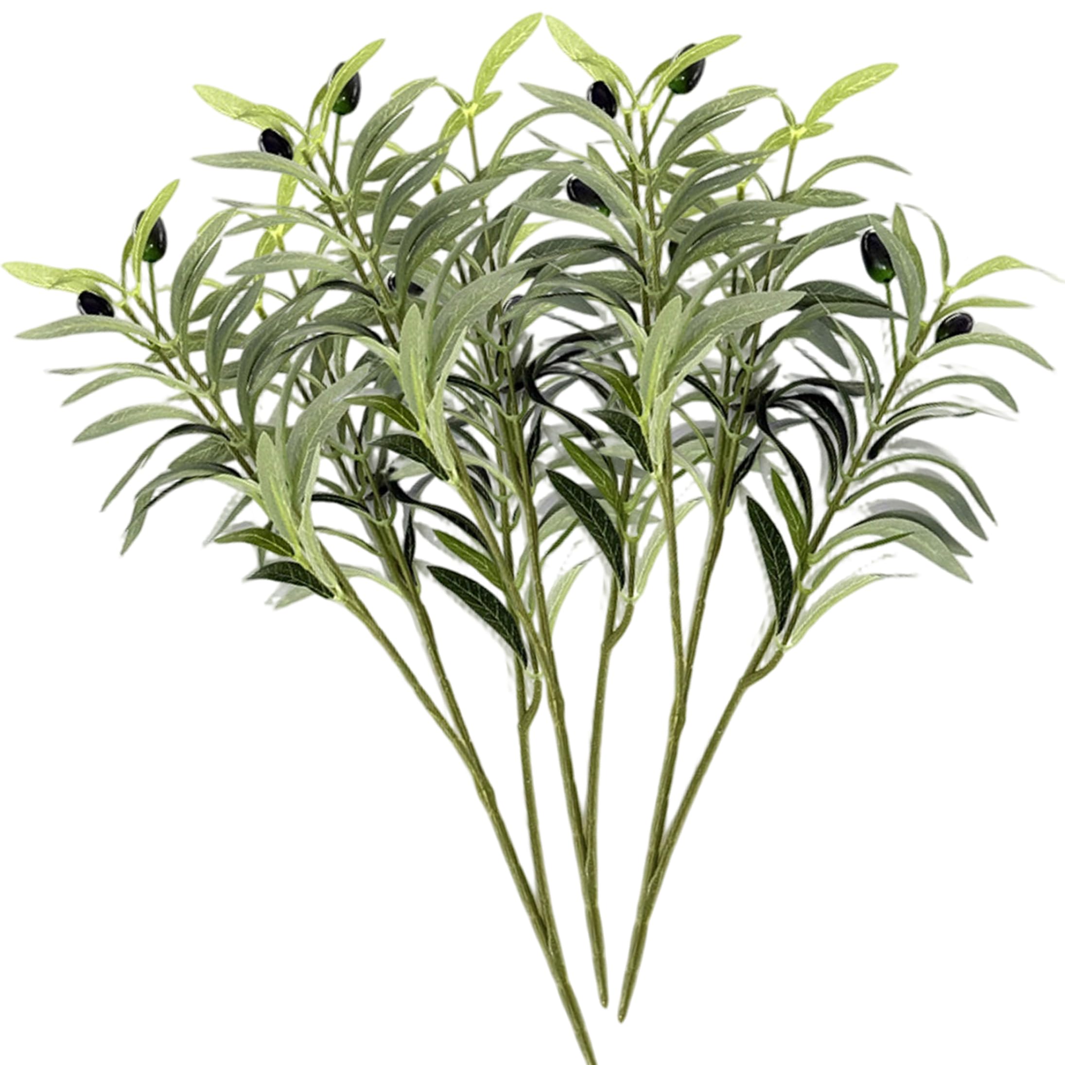 Bemonew Olive Branches for Vases, 3 Pack Faux Olive Branches With Realistic Fruits, Greenery Stems For Vase Decor, Green, 15.75 Inch