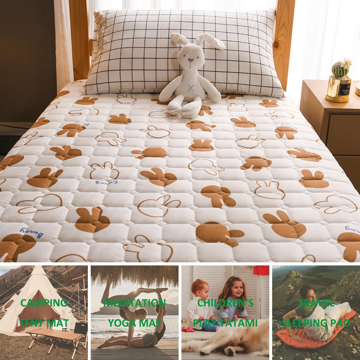 Matelas Futon Japonais UE-MAOLU - 90x200cm - Enroulable Et Pliable - Coton Et Polyester