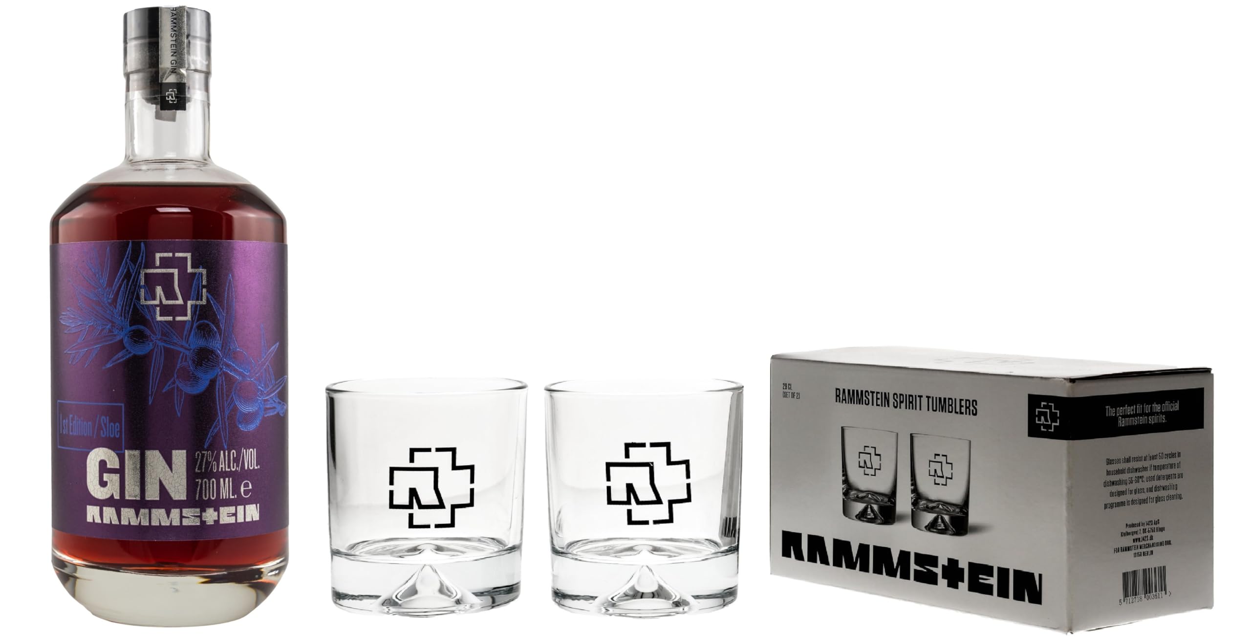 Rammstein® Sloe Gin 1st Edition 27% Vol. 0,7 Liter incl. 2 Rammstein Tumbler Set