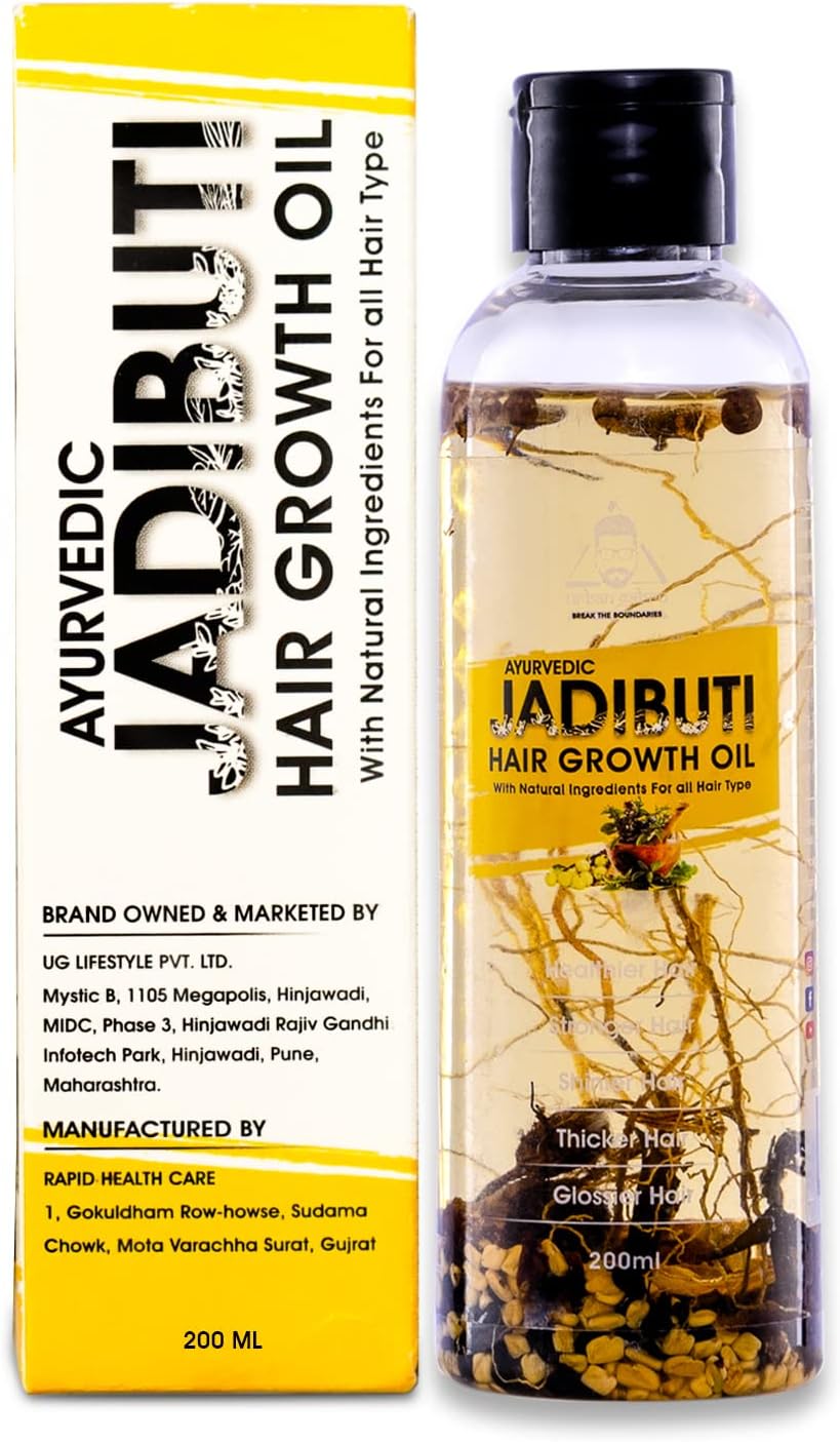 Ayurvedic Jadibuti Hair Growth Oil (7 Fl Oz) | Ayurvedic Herbal Hair Growth Oil and Conditioner for Hair Loss, Balding, Thinning, Scalp Treatment