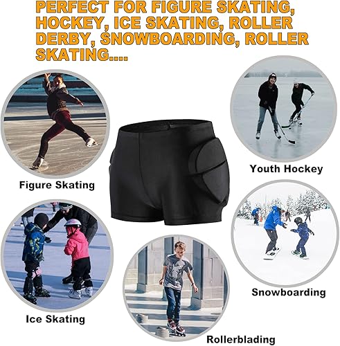 Miniatura 3 de RANDDER - Pantalones cortos con almohadilla para el trasero para patinaje, snowboard, esquí, hockey, pantalones cortos acolchados con protección