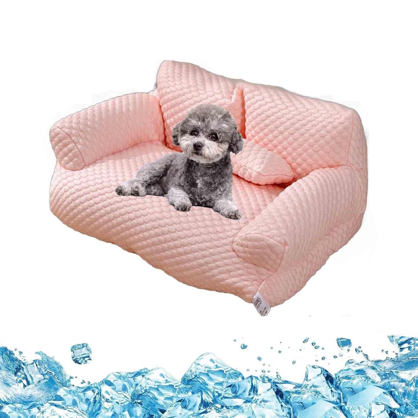 Chłodzące legowisko dla zwierząt domowych dla psów i kotów lodowy jedwab, letnia sofa do spania, oddychająca i nadająca się do prania, zdejmowana osłona, odpowiednia dla małych, średnich i dużych