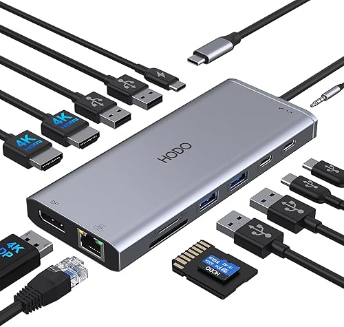 Estación de acoplamiento USB C para monitor dual HDMI para Dell HP, estación de acoplamiento para laptop 3 monitores triple pantalla USB C Hub Dock