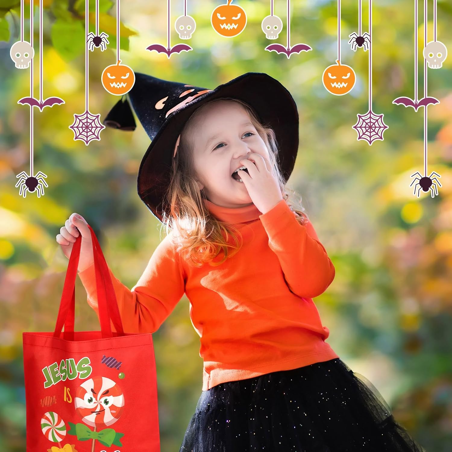 Sweetude 24 Pcs Christian Halloween Bags Religious Large Bible Gift Bag for Kids Jesus Makes Life Sweet Candy Tote Bag for Halloween Apparel Accessories Novelty Bags, 15 x 16.5 Inch - Image 4