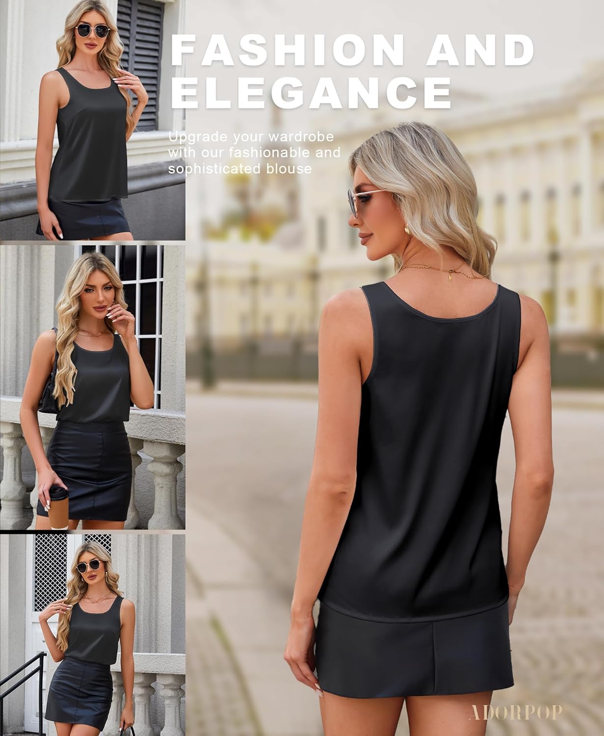 Silk Camisole Tops for Women - Satin Scoop Neck Tank Summer Shirts Sleeveless Basic Blouse Dressy Casual - Image 4