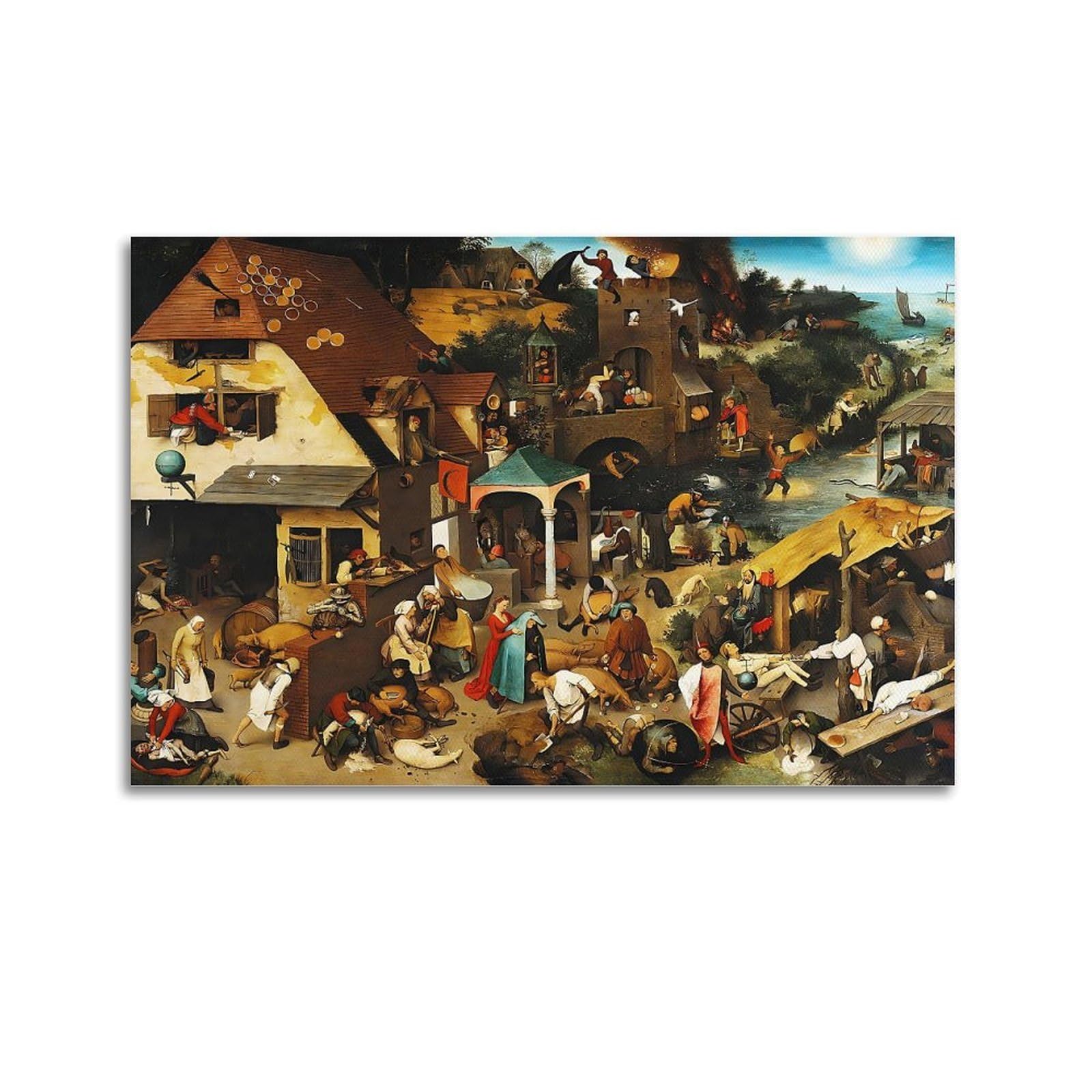 Jocrynsi Unframe-Style Pieter Bruegel Beige Wall Art Posters Aesthetic Canvas Wall Art Print Home Decor For Bedroom Living Room16x24inch(40X60cm)