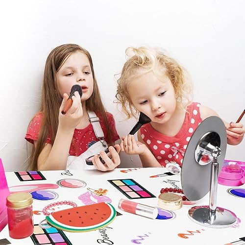 Miniatura 6 de PHOGARY 2 paquetes de manteles de fiesta de maquillaje de spa, manteles temáticos de maquillaje cosméticos, manteles rectangulares de plástico