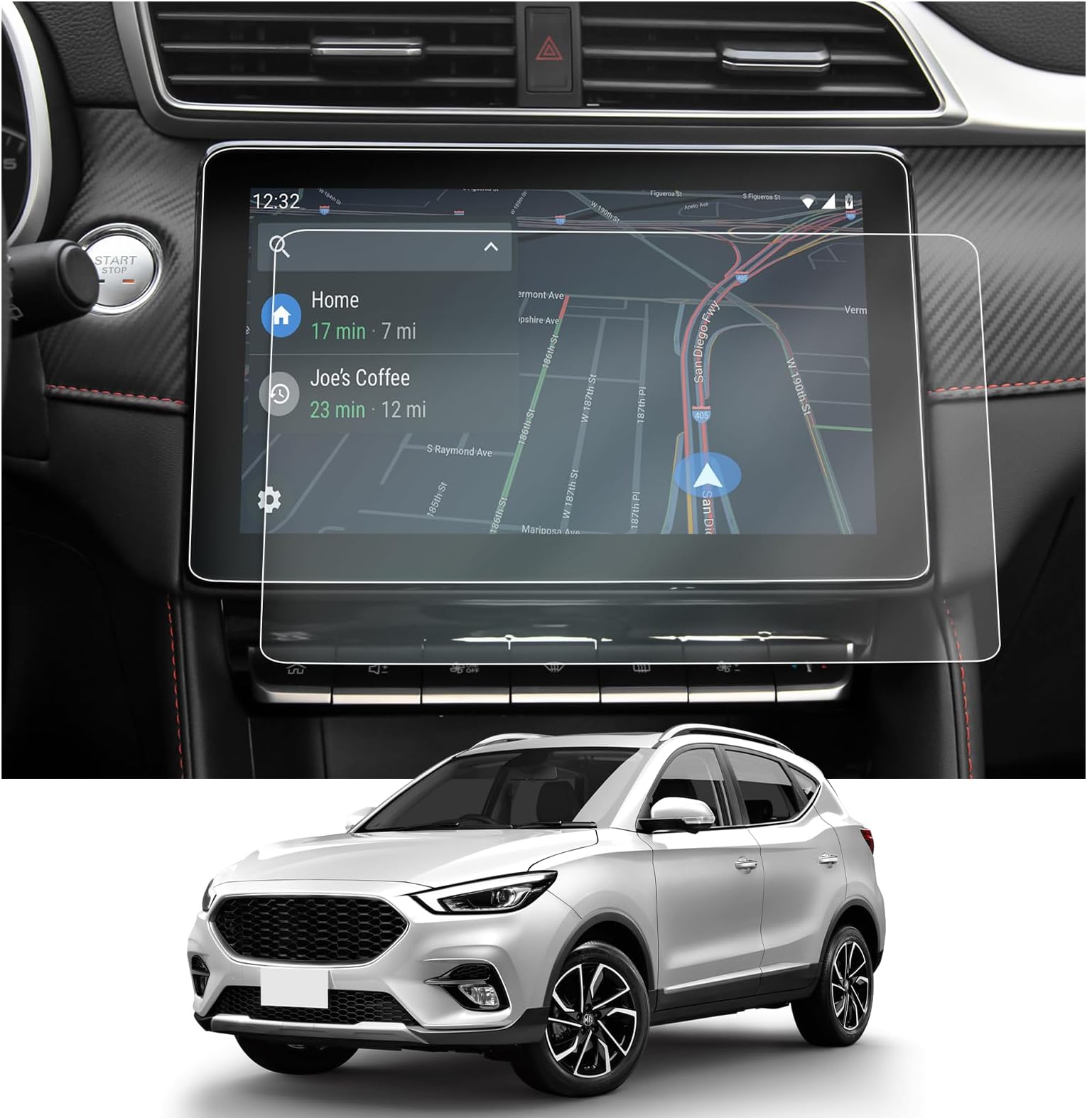 CDEFG Compatible with MG ZS EV Facelift 2022-2024 10.1 Inch Navigation Protective Film - 4H Scratch-Resistant PET Plastic Screen Protector - Pack of 2