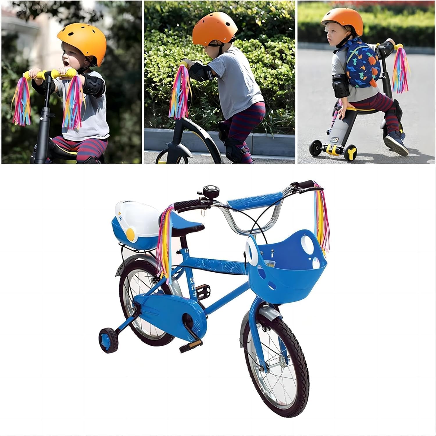 Rubans arc-en-ciel pour vélo enfants filles garçons trottinette accessoires