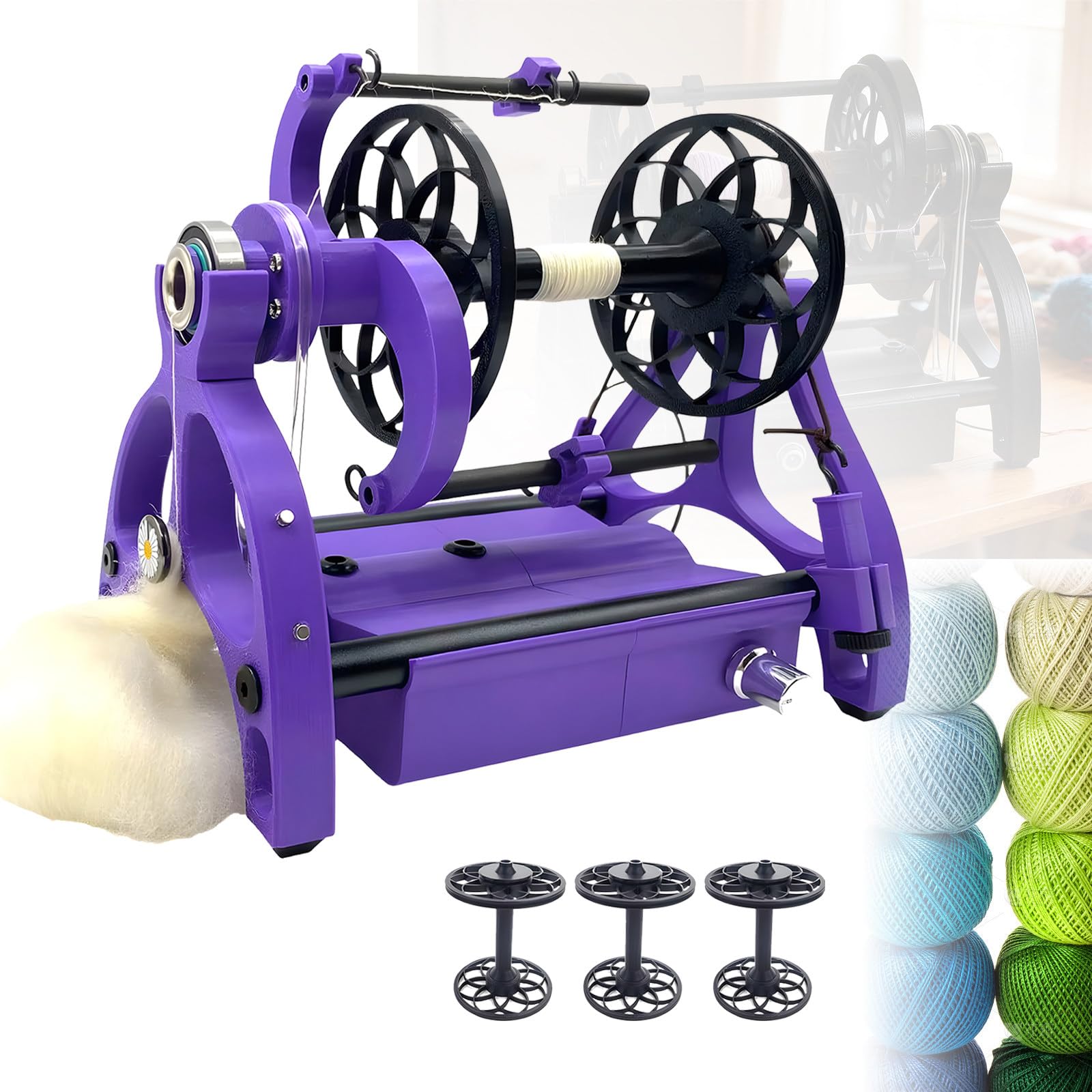 Rueda giratoria eléctrica para pelo de perro evita nudos en lana hiladora mini 12V