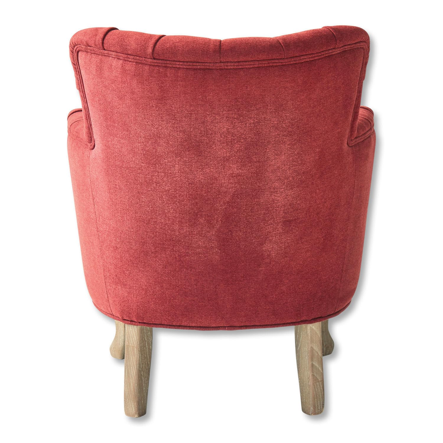 Loberon Calgary Poltrona - Raffinata impuntura Chesterfield e bordini - Graziose Gambe in Legno di Frassino con Finitura Anticata, Rosso