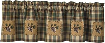 Scotch Pine Pinecone Curtain Valance 60" by 14" | Cotton | Pinecone Patch | Lodge Cabin Style | Farmhouse Window Decor