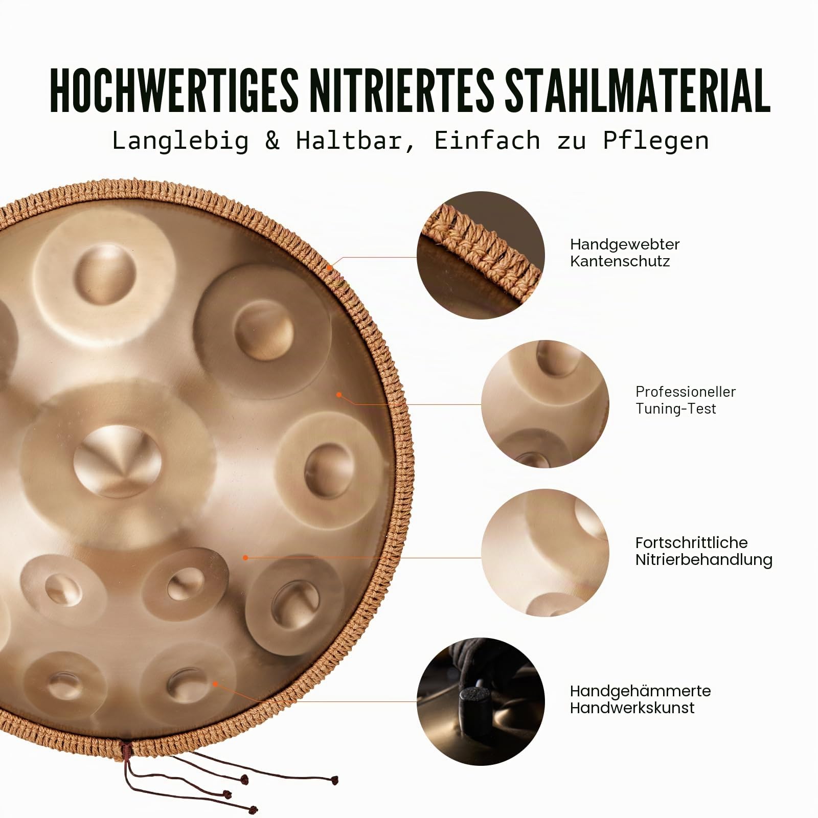 VEVOR Handpan, 55 cm, 12 Noten, D-Moll-Handtrommel, Drum-Instrument mit Schlägeln, 440-Hz-Handpan-Ständer & Tragetasche, Heilende Klangtrommel aus Stahl, Schlaginstrumente für Erwachsene & Anfänger
