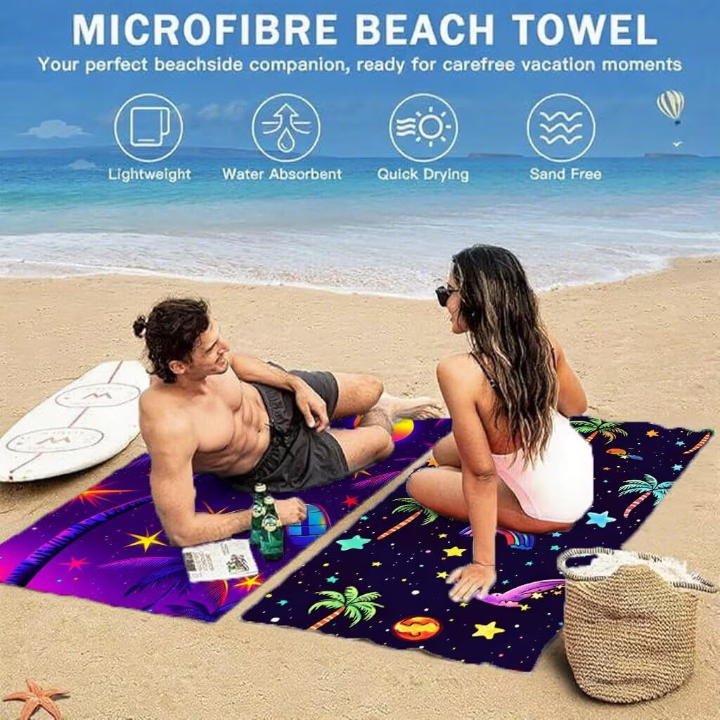 Coconut Grove Ręcznik plażowy dla dorosłych, ręcznik z mikrofibry 90 x 200 cm, duży, 2 sztuki, ręczniki kąpielowe, unikalne, chłonne, szybkoschnące, odporne na piasek, lekka konstrukcja, do pływania