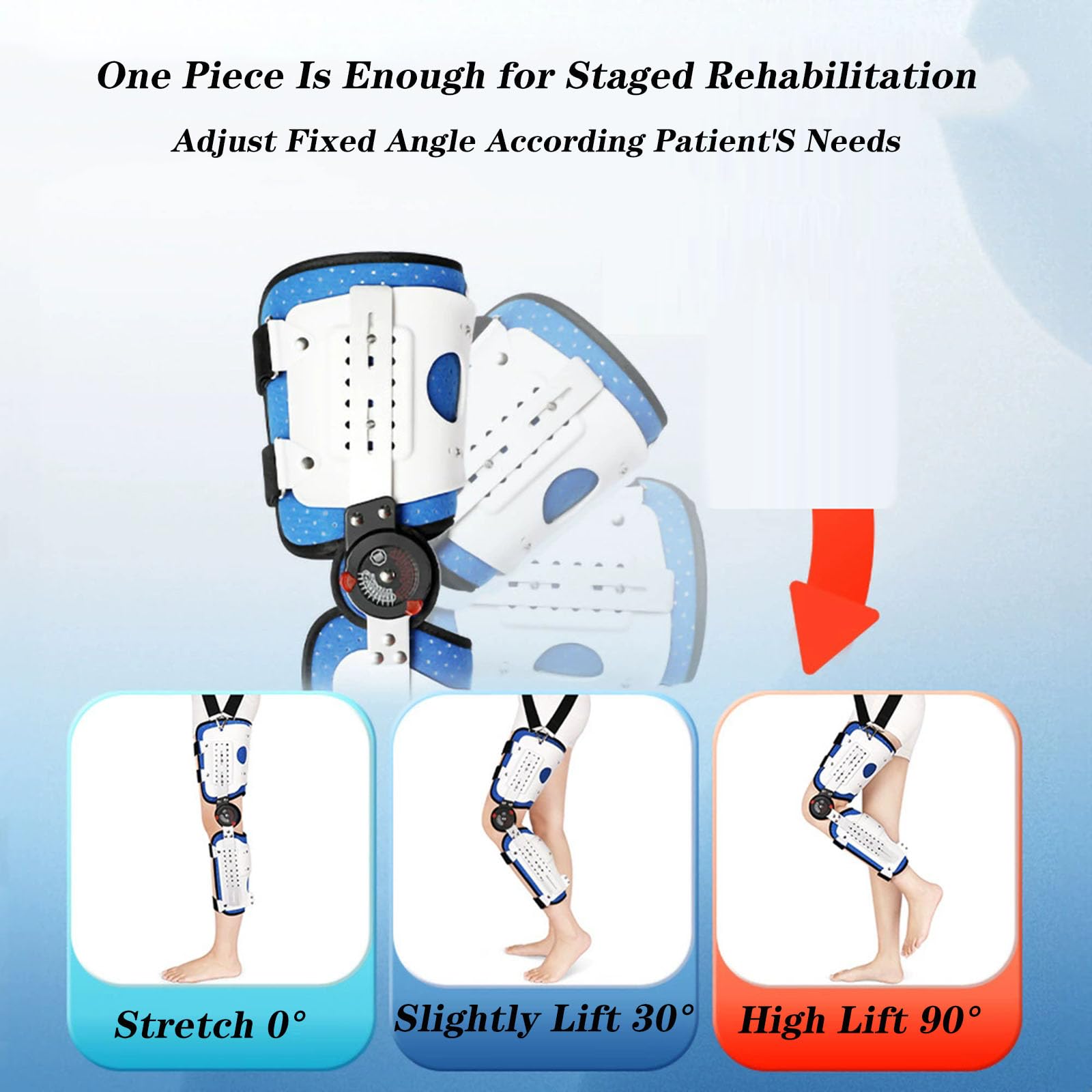 SFKLYU Inmovilizador de Rodilla Ajustable, Rodillera con Bisagras, Soporte Estable para la Rodilla con Estabilizadores Laterales y Bisagras para Hombres Mujeres,S