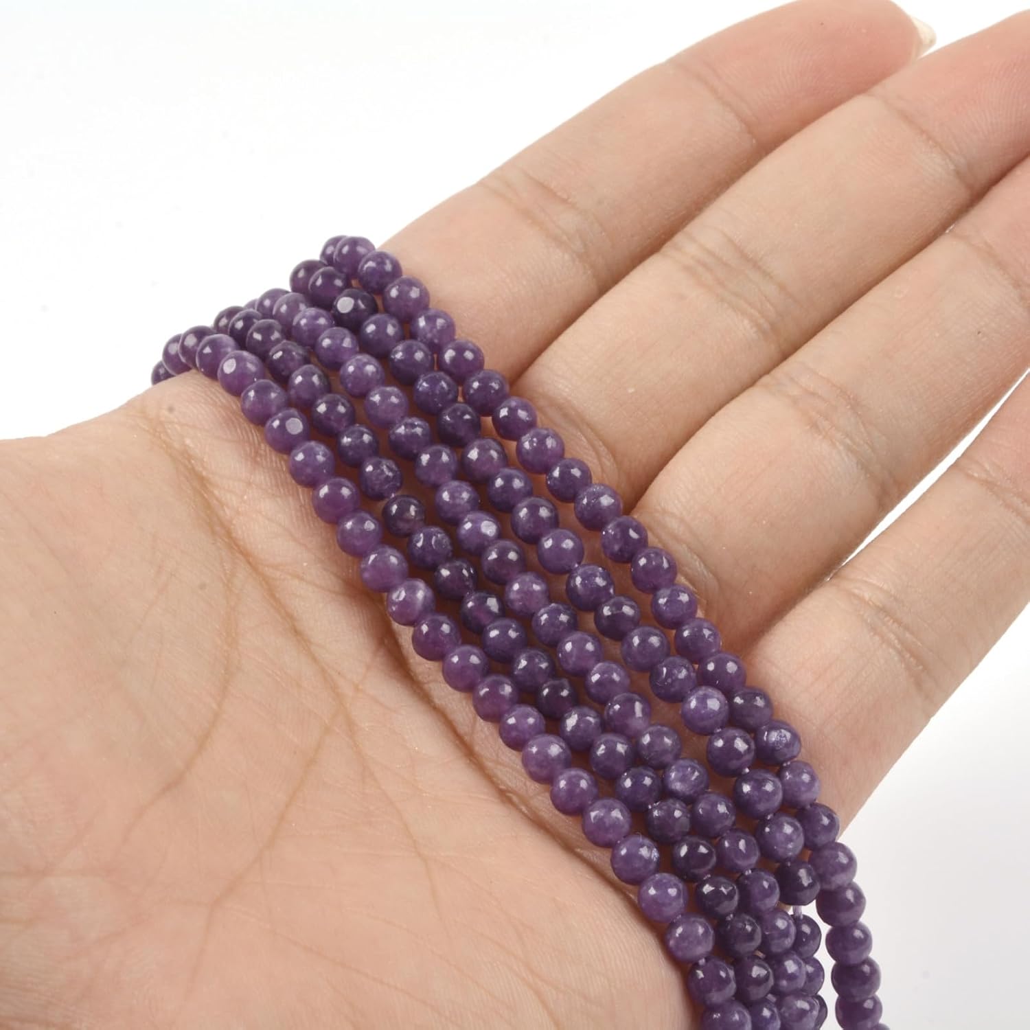 Lepidolite Lithium Mica 4mm Round Healing Crystal Loose Beads 16 Inch for Jewelry Making Beads - Image 3