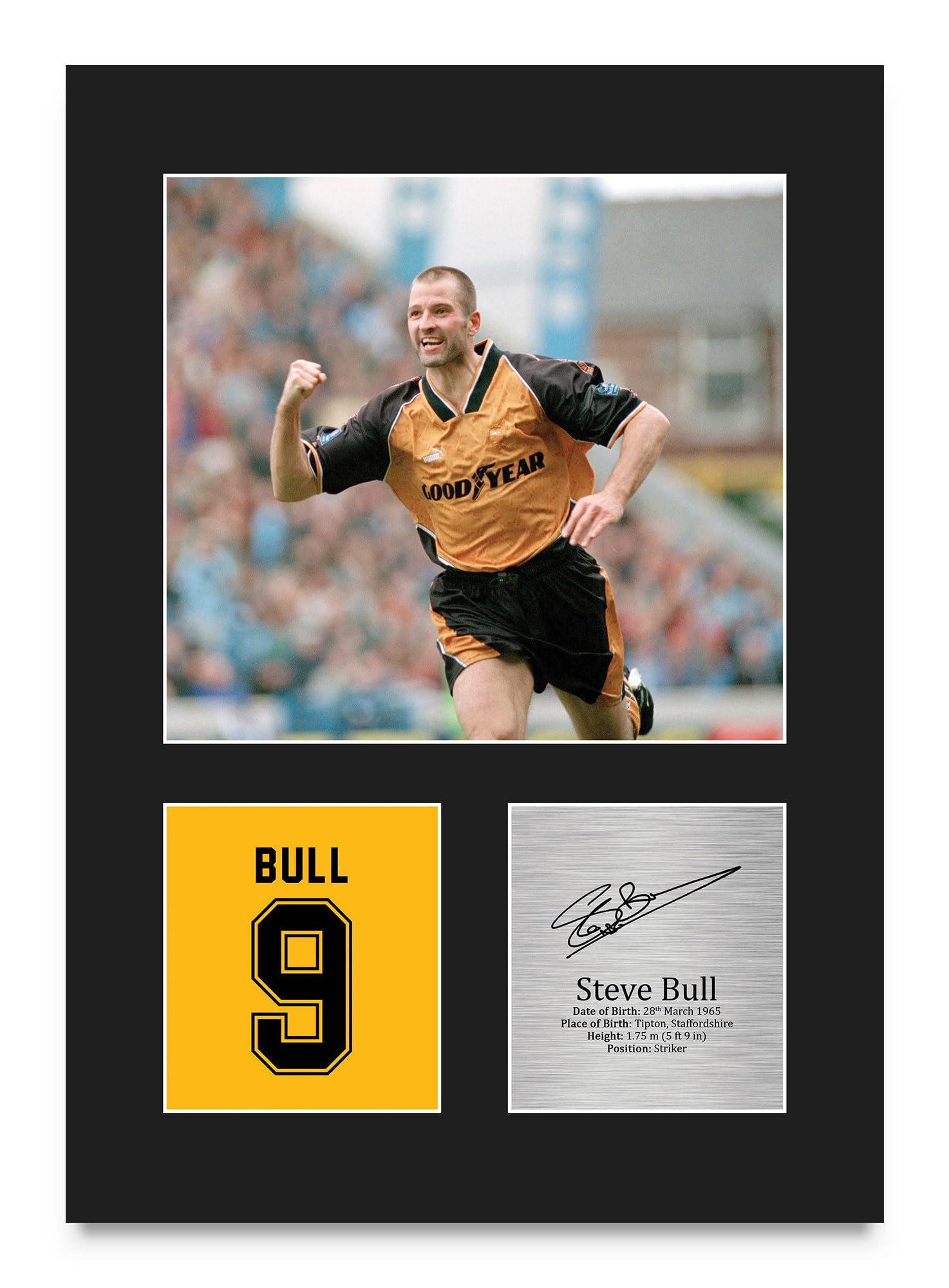 HWC Trading Steve Bull Wolves Gifts Printed Signed Autograph Picture for Football Fans and Supporters - A4 Portrait