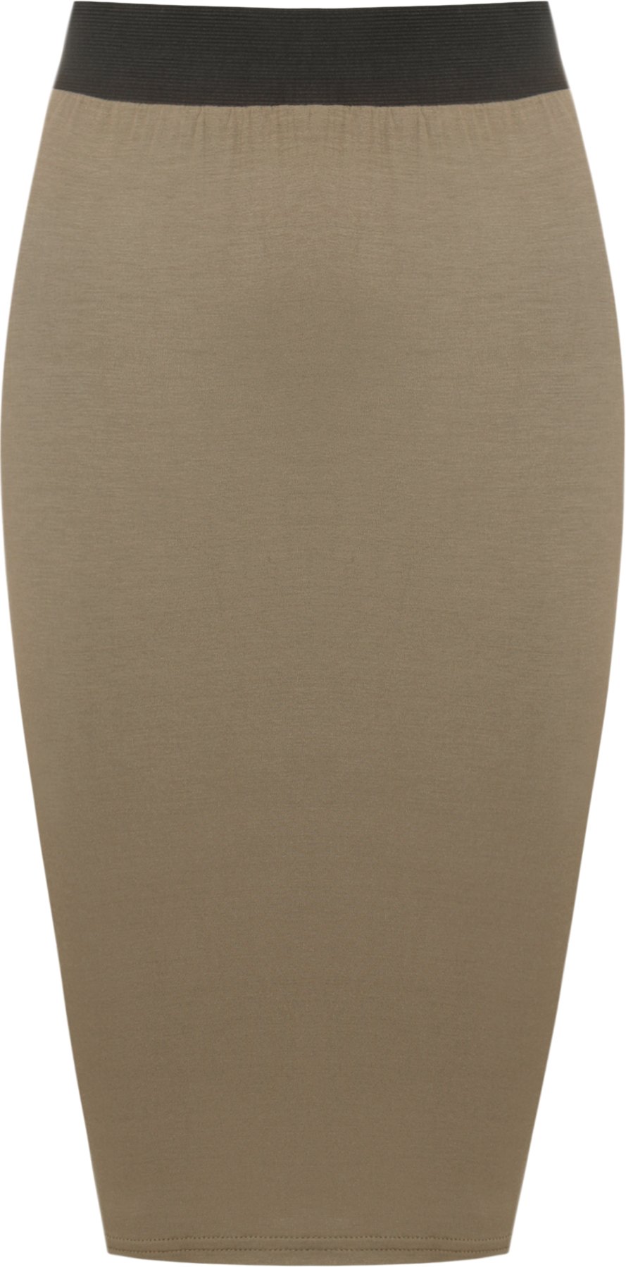 WearAll Plus Size Womens Elasticated Plain Jersey Ladies Knee Length Skirt - Mocha - 24-26