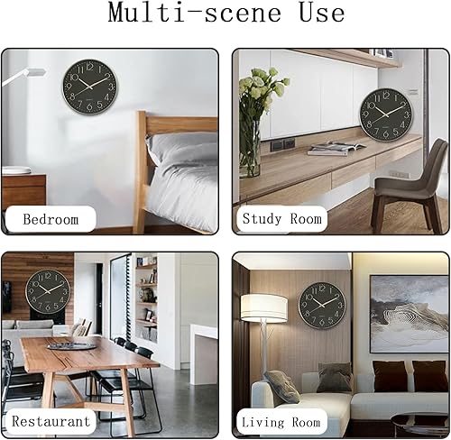 Miniatura 7 de Reloj de pared moderno de 12 pulgadas, silencioso, sin tictac, funciona con pilas, relojes de pared grandes, redondo, fácil de leer, reloj de