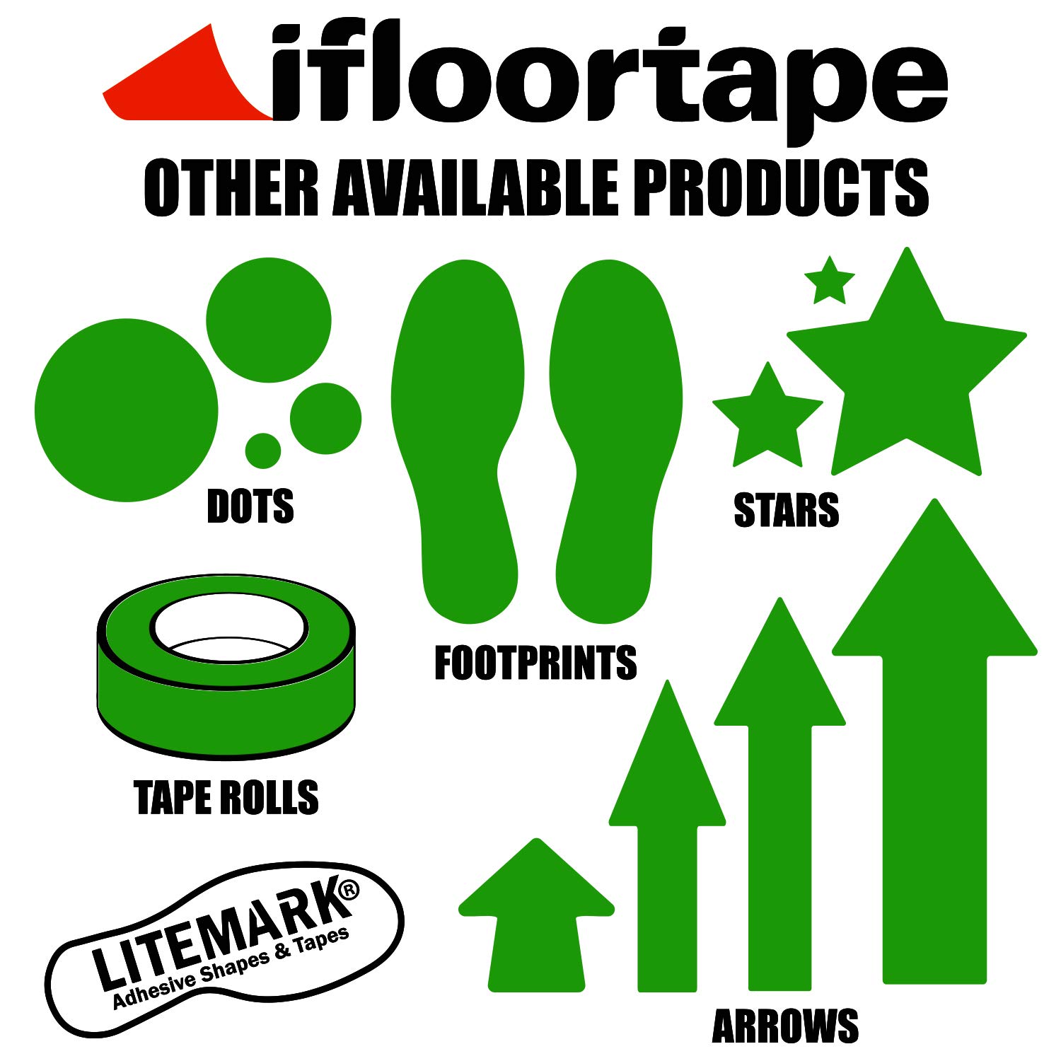 LiteMark Nastro per marcatura in vinile resistente, 5,1 cm, finitura lucida ad alta visibilità, adesivo per superfici lisce, ideale per marcatura di sicurezza, pavimenti, magazzini, gestione 5s