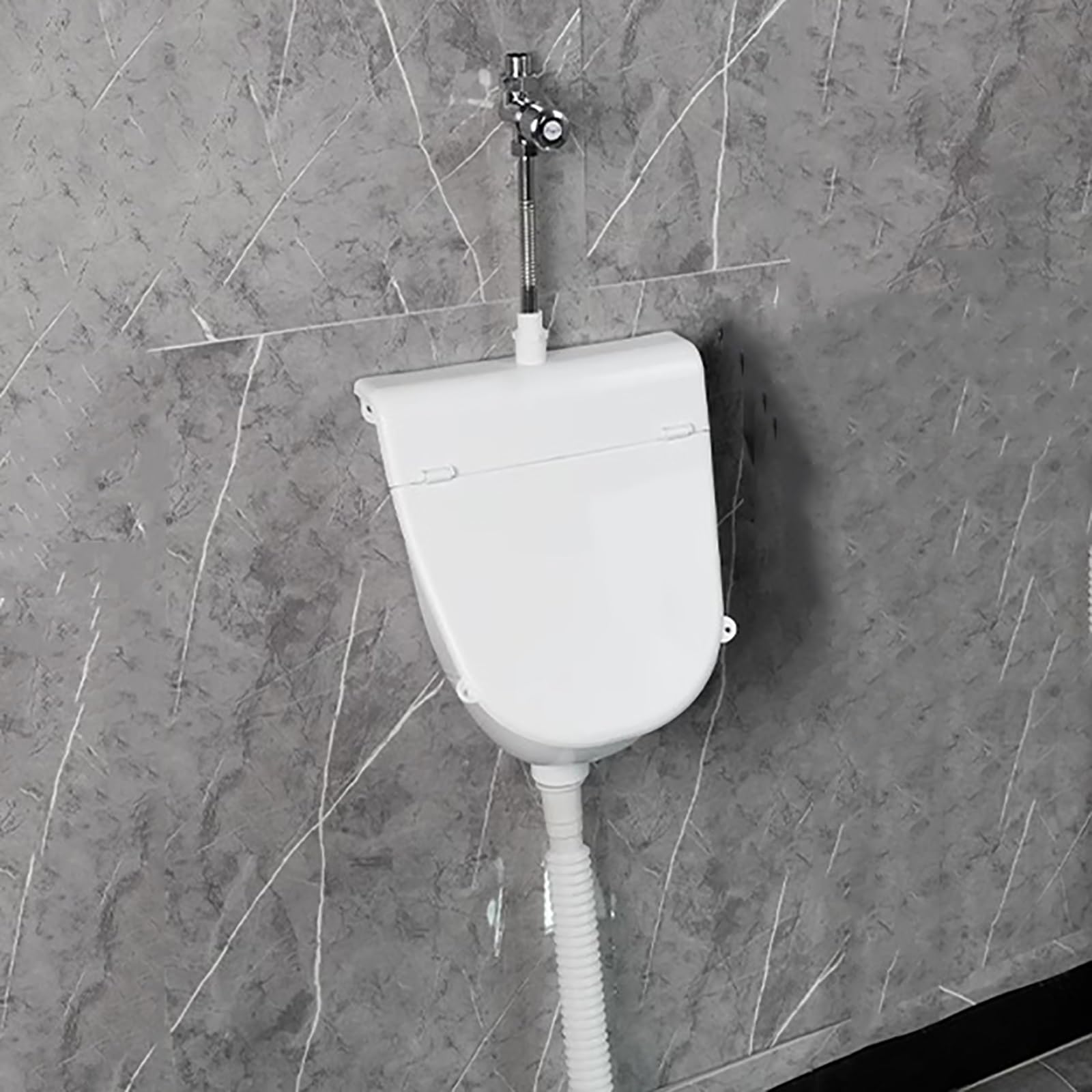 Urinario seco de Pared con válvula de Descarga Manual, Ideal para Garaje, cobertizo y Patio Trasero.