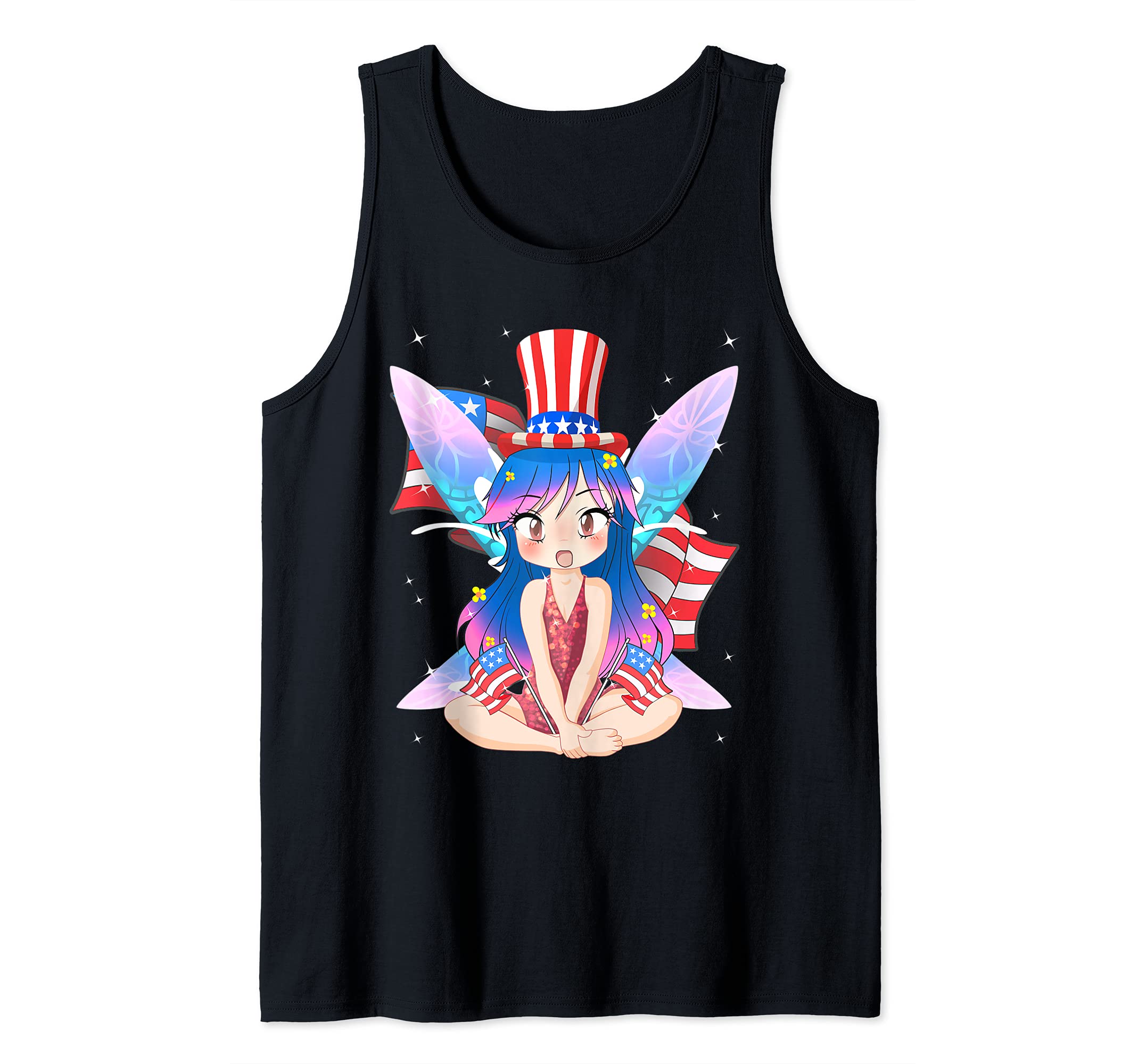 America 4th of July Independence Day Patriotic Pixie Fairy Tank Top