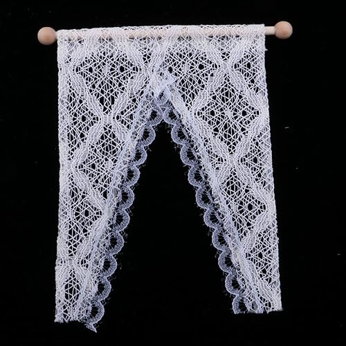 Miniatura 7 de 1/12 Casa de muñecas Madera Blanca Puertas Francesas Dobles Ventana con Cortina DIY