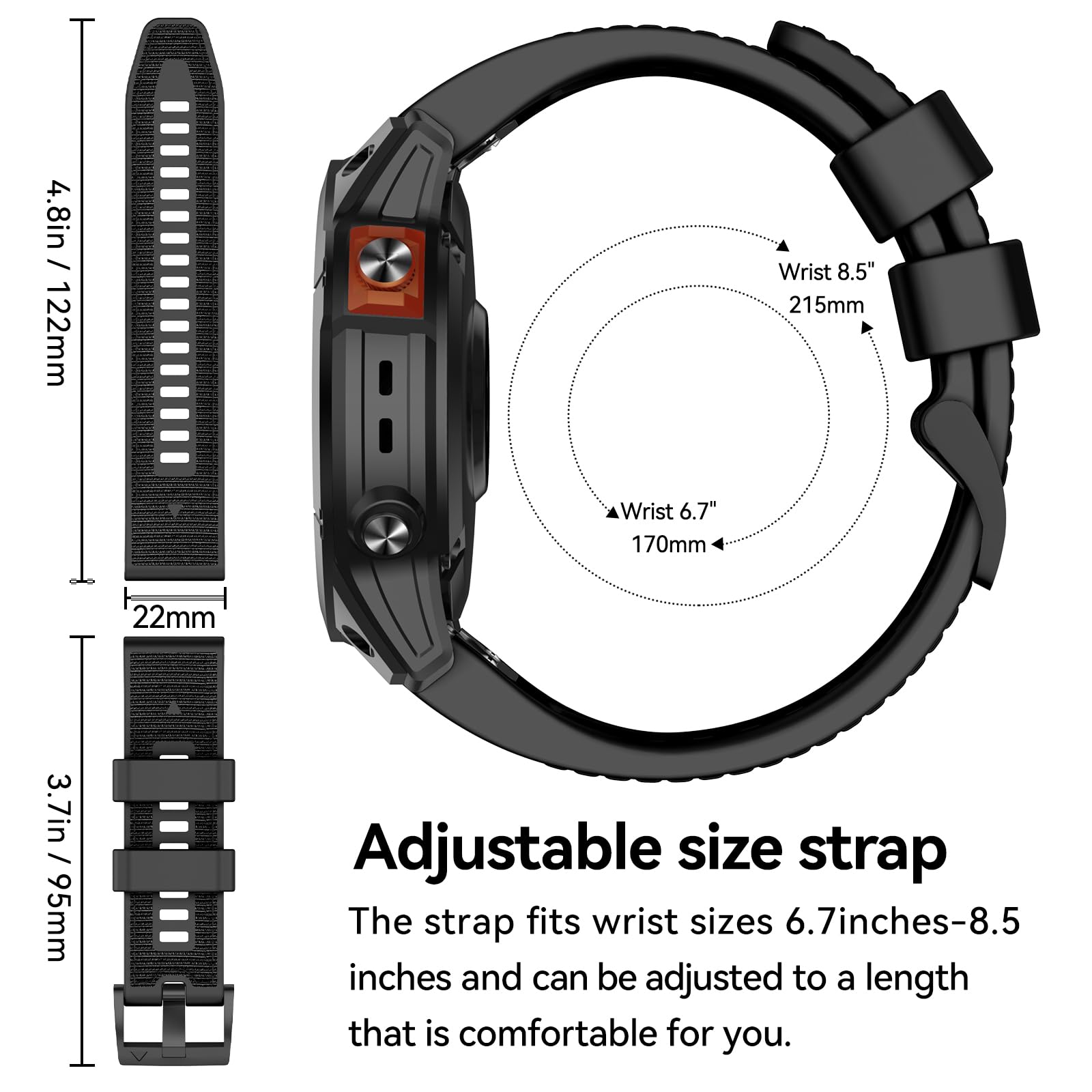 MYSNBKN 22mm Quick Fit Strap for Fenix 8 47mm/Fenix 7 Pro/Fenix 7/Fenix 6/Fenix 5/Fenix E/EPIX 2 - Image 4