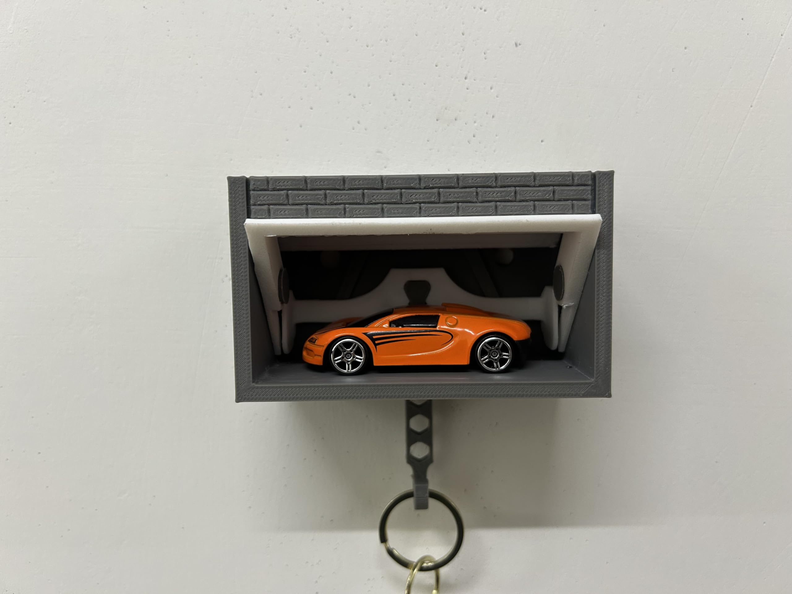 Garage Keychain Holder for 1:64 Ratio Car Models 3D Printed (Gray