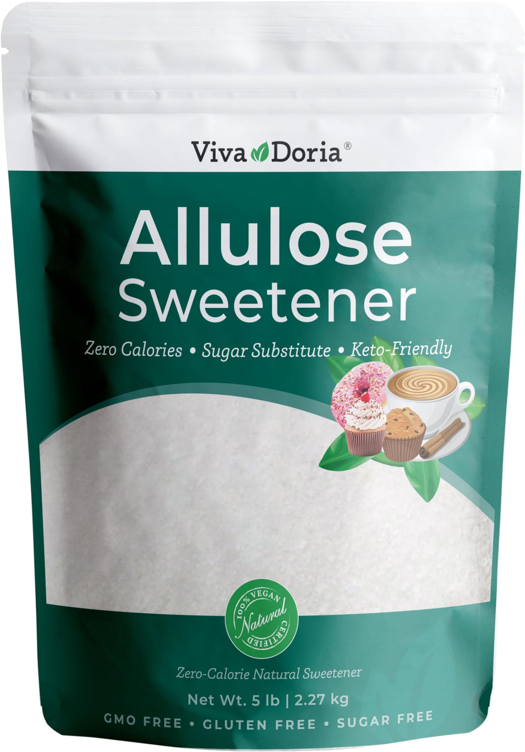 Allulose Sweetener, 5 lb (2.27 kg) | Zero Calorie Sugar Substitute | Great for Coffee, Tea, Cooking and Baking | Keto Friendly | Non-Erythritol, GMO Free, Gluten Free & Vegan Sweetener