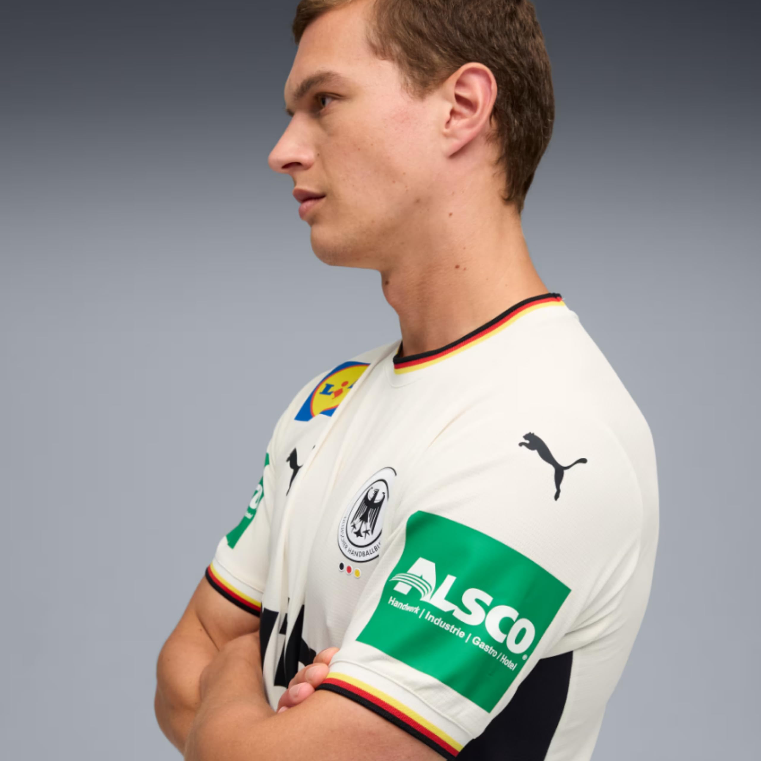 PUMA Original DHB Handball Trikot Herren [Home Euro 2026] Offizielles Handball Trikot [Spieler oder Personalisiert] Sportbekleidung Sport Tshirts Herren Shirt Männer