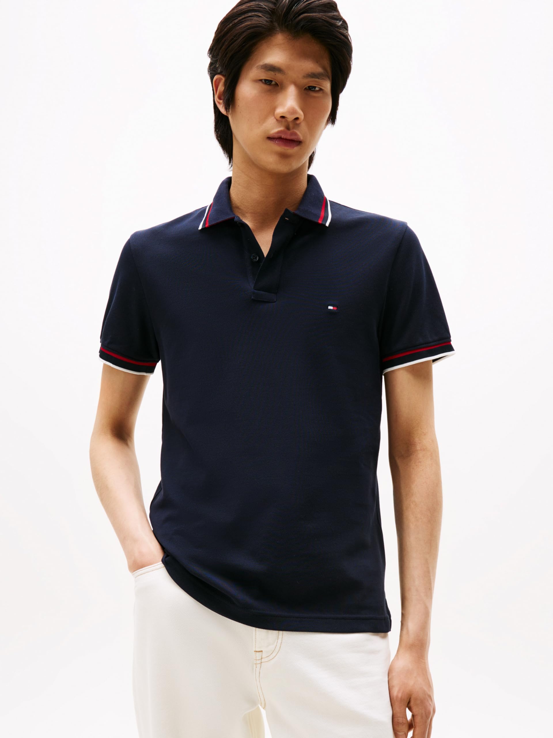 Tommy Hilfiger Herren Poloshirt Kurzarm Cuff Interest Slim Fit