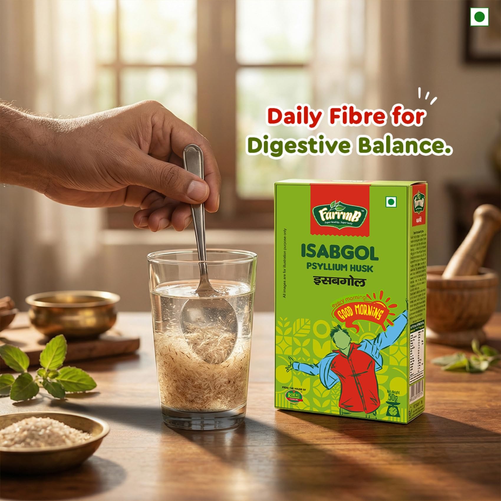 Natural Isabgol Psyllium Husk | 100% Pure Dietary Fibre for Digestion & Gut Health | Gentle Relief from Constipation | No Artificial Additives | 50g — Amazon image 3