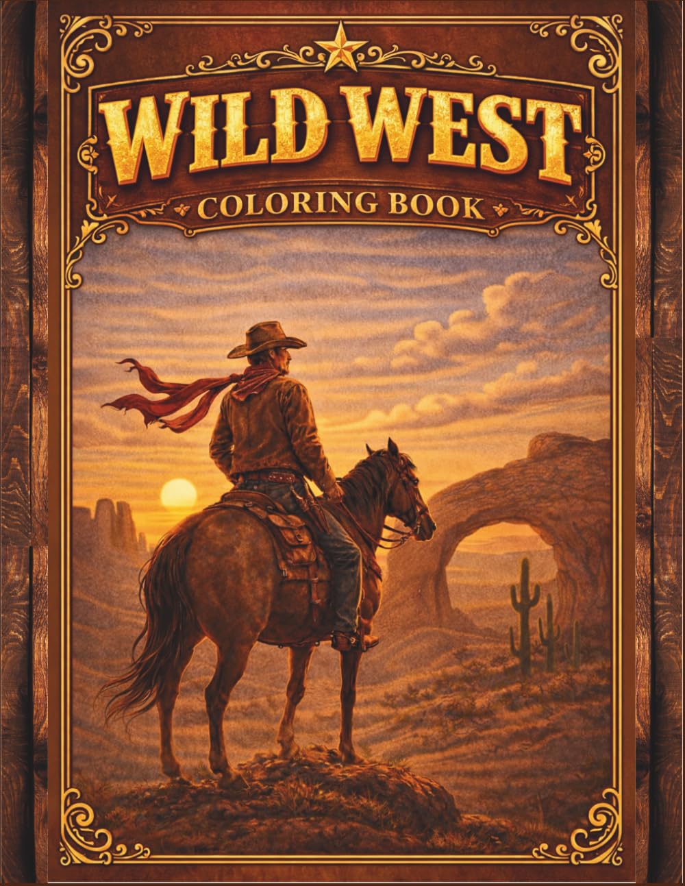 Wild West Coloring Book For Adults: Cowboys, Cowgirls, Horses, Western Towns & Authentic Frontier Adventure Scenes