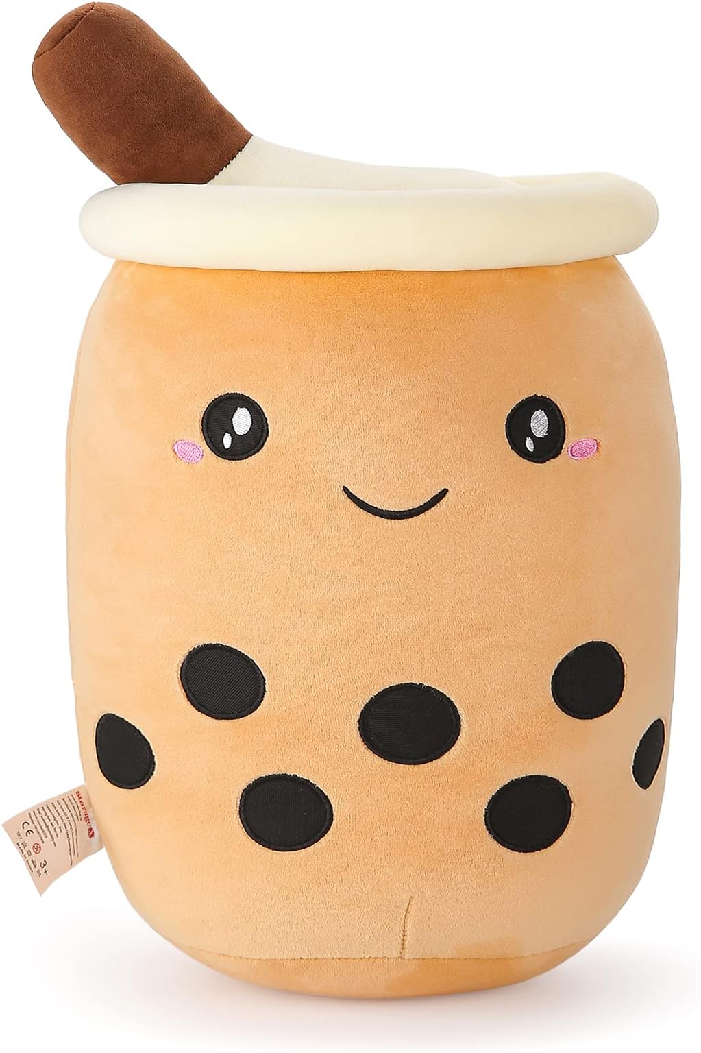 Storagex 17.7inch Cute Boba Tea Plush Stuffed Bubble Squishy Cartoon Soft Milk Tea Cup Pillow Hugging Giving Gift Bauble for Kawaii Kids Toddler Girls Boys Brown Big Eyes Plushies at Anywhere