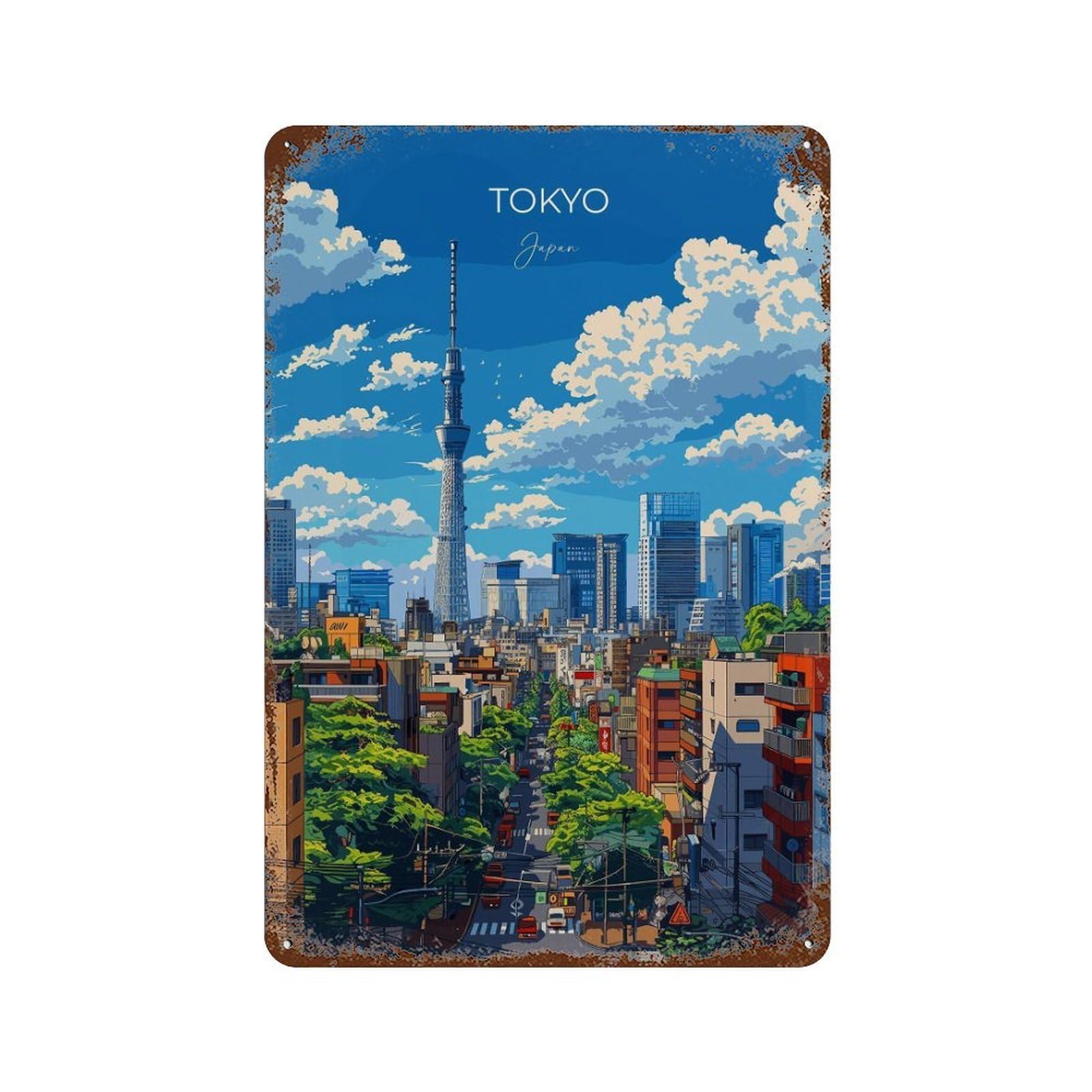 xiaoxiaoshen Tokyo Travel of Japan Asia Lovers Gift Wall Decor Art Metal Tin Poster Modern Home Decor Art Home Bar Shop Decorations Vintage Sign 30x20cm