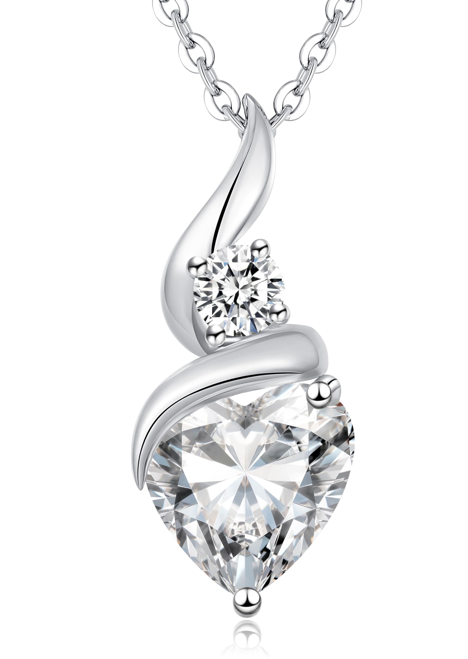 LOUISA SECRET Regalo di San Valentino per lei Pendente Infinity Heart da donna in argento sterling 925 con pietra portafortuna Collana Flame of the Heart da donna, Natale o compleanno per donne