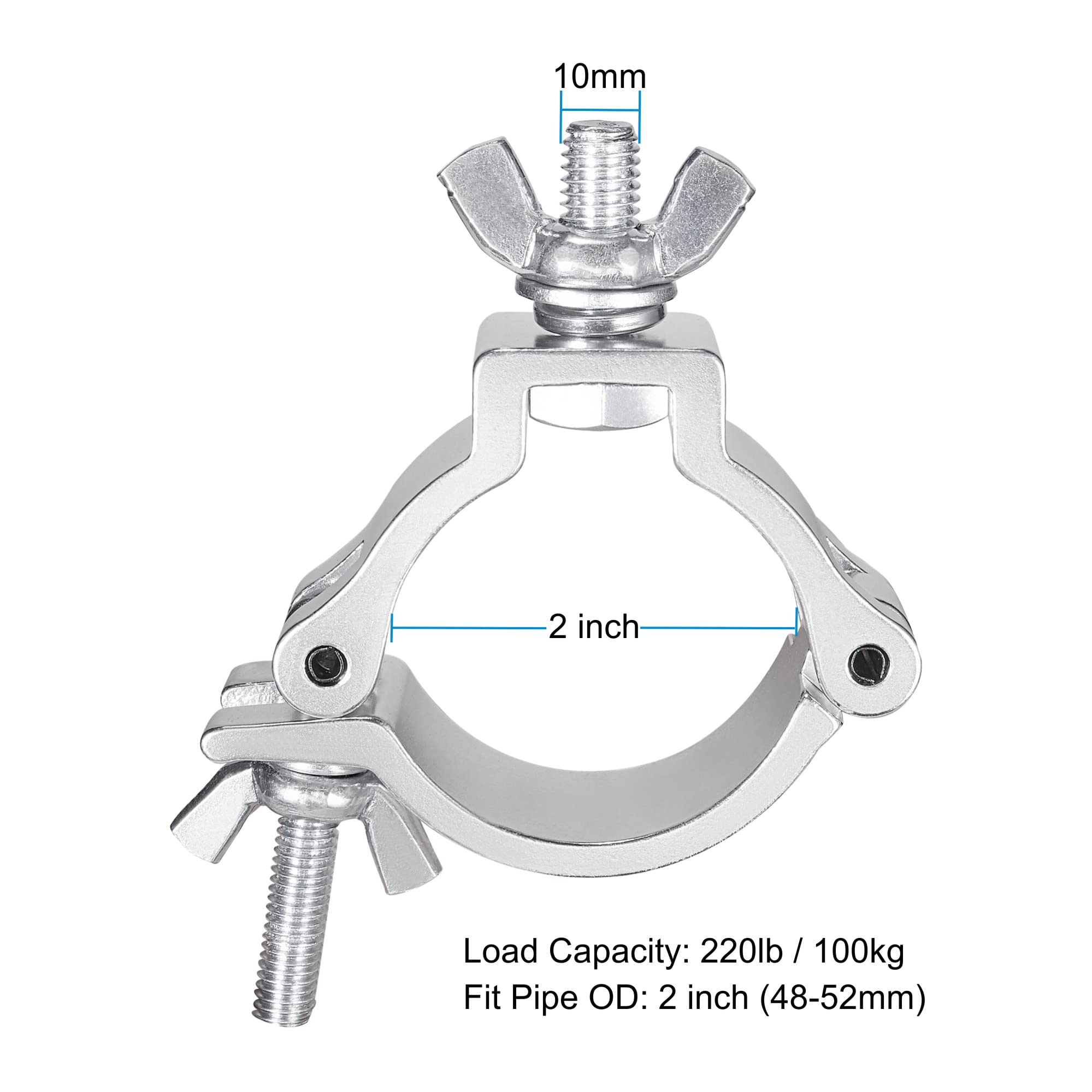 Morsetto per Luci da Palcoscenico, 10Pezzi Eyeshot 50mm Morsetti Luci per traliccio di Alta Qualità Con Certificazione TUV, Capacità di Carico 100kg Morsetti, Adatto per Tubi da 48-52 mm
