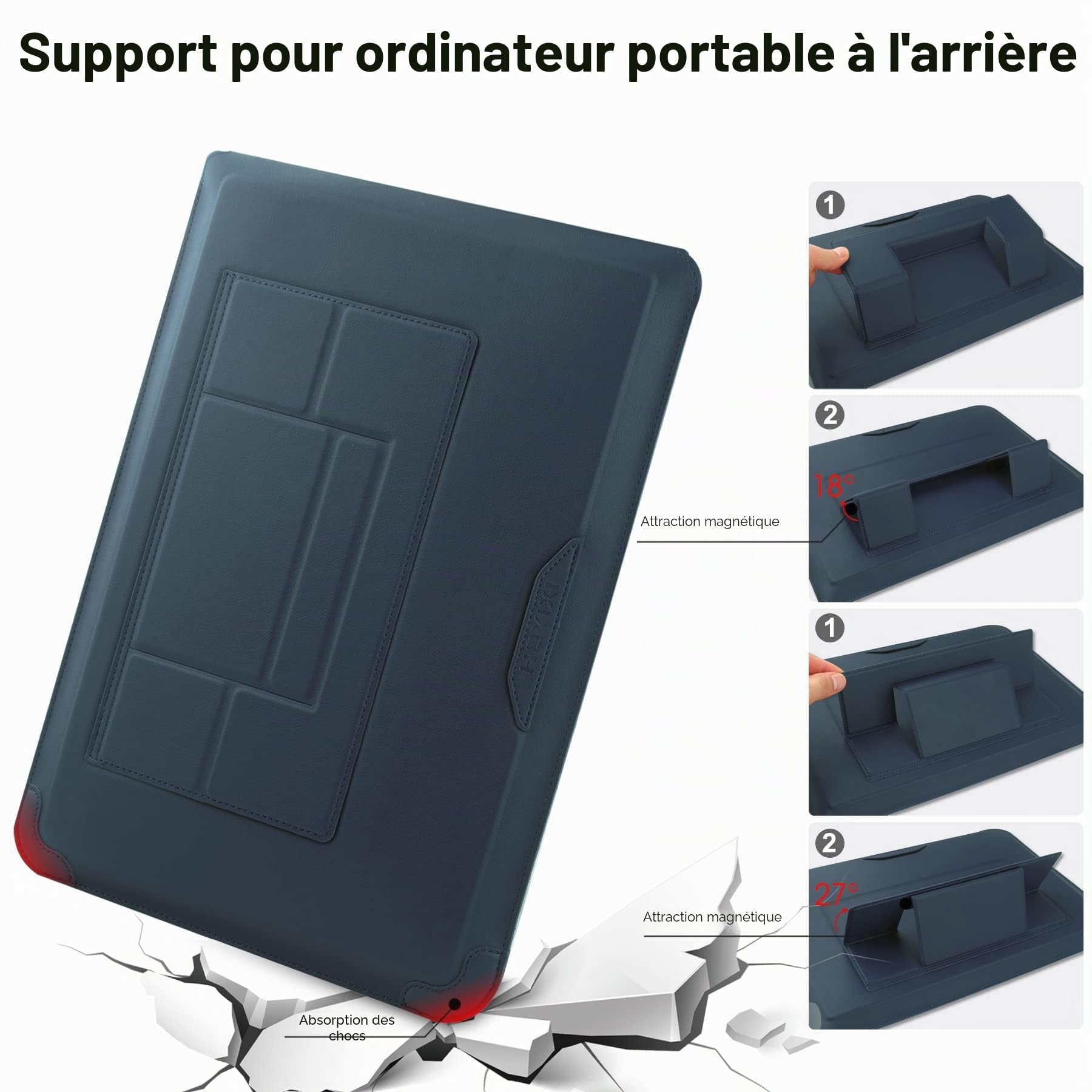 HoYiXi 15.6'' Housse pour Laptop Cuir Étui Case Compatible avec MacBook Pro 16 2021 & 2019/ASUS Vivobook 15/Huawei MateBook D15/HP 15.6" PC/MacBook Pro 15/Surface Laptop 3/Dell Lenovo IdeaPad, Bleu