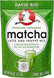 David Rio Premium Japanese Matcha Latte & Frappé Mix, 48 Oz, Matcha Green Tea, Vegan, Dairy Free, Serve Hot, Cold or Ice Blended, Just Add Milk, 52 Servings