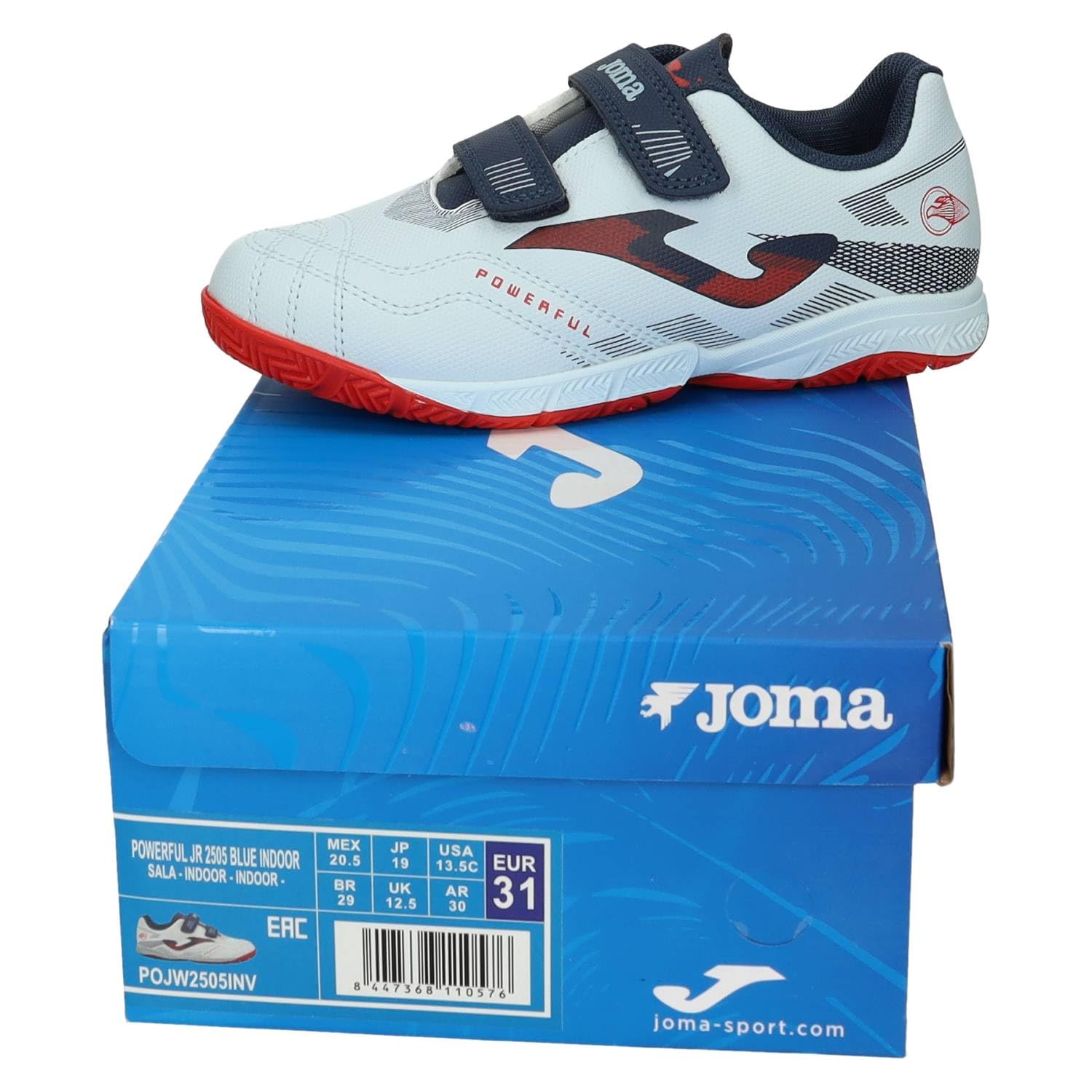 Joma POJW2505 Botas de fútbol Sala Joma Indoor con Doble Cierre adherente, Transpirables, Suela Durability y Gran Comodidad NIÑO Deportivos