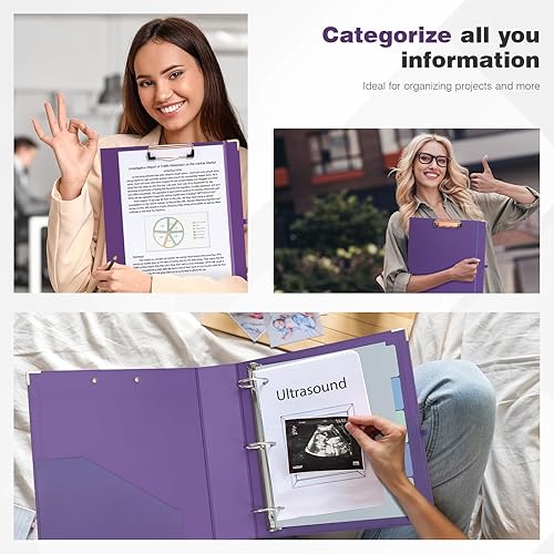 Miniatura 67 de Ospelelf Mini 3 Ring Binder, 2 Inch, Cute Pink Marble Binder for 5.5" x 8.5" with 5 Tab Dividers, File Folder Labels and Low Profile Clipboards