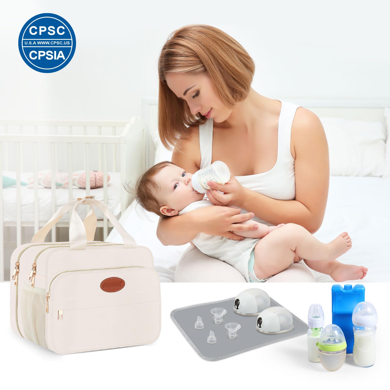 PIIOSER Bolsa aislada para biberones con bolsa de hielo, enfriador de leche materna compatible con extractores de leche y accesorios portátiles, lactancia materna sobre la marcha para madres lactantes