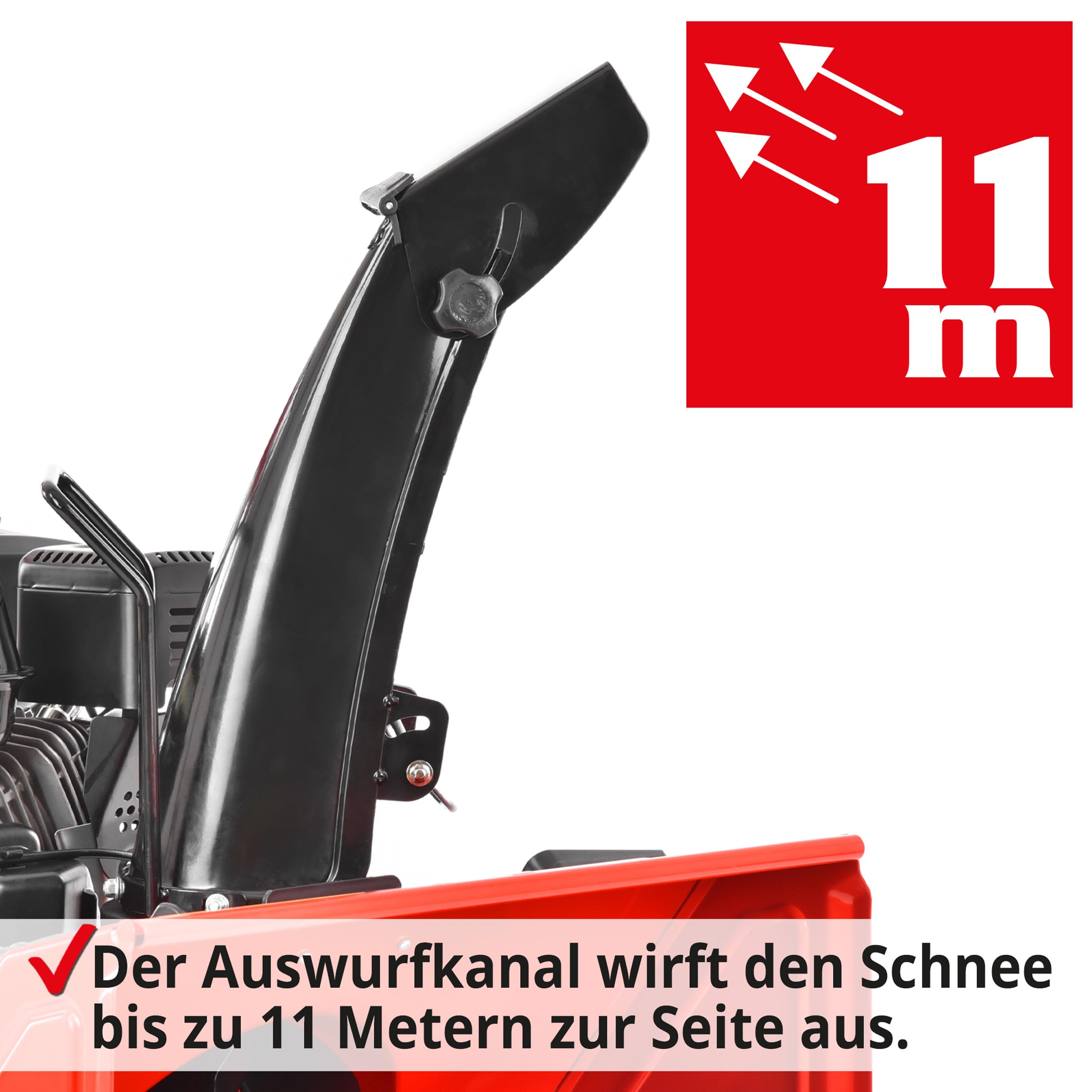 HECHT Schneefräse Benzin – 56 cm Arbeitsbreite – 2-stufig – 40 cm Arbeitshöhe – 11 m Auswurfweite – mit E-Start, 5-Gänge, LED-Scheinwerfer