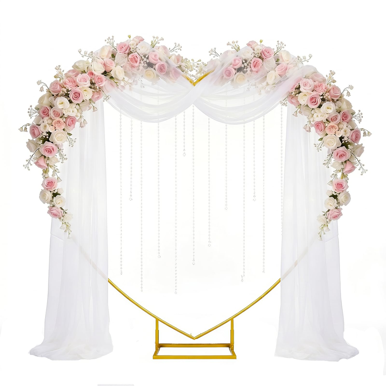 Kit per arco di palloncini a forma di cuore, arco nuziale in metallo, 2,6 m kit per arco di palloncini a forma di cuore arco dorato piante da giardino per decorazioni di sfondo foto di matrimonio