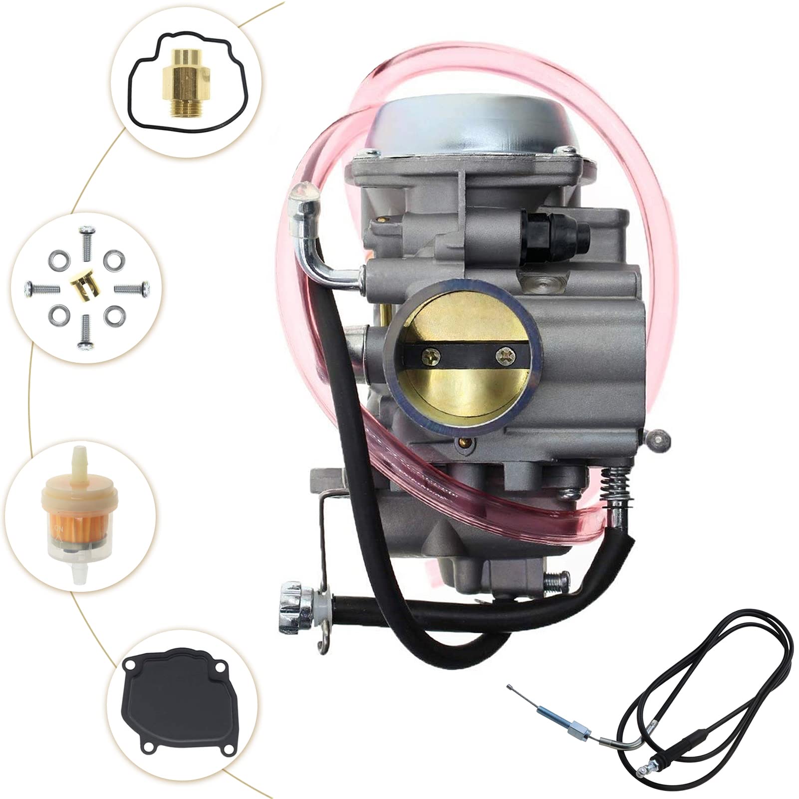 Motorcarb Carburetor & Throttle Cable, for Arctic Cat 400 (98-01) 454 (1998) Bearcat (1996) 2X4 4X4 ATV Quad Carb