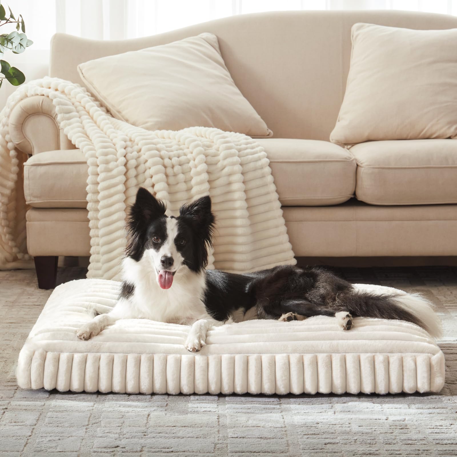Dog Beds Large Sized Dog Flat Pet Beds with Removable Washable Cover Pet Mat Cute Pet Crate Bed
