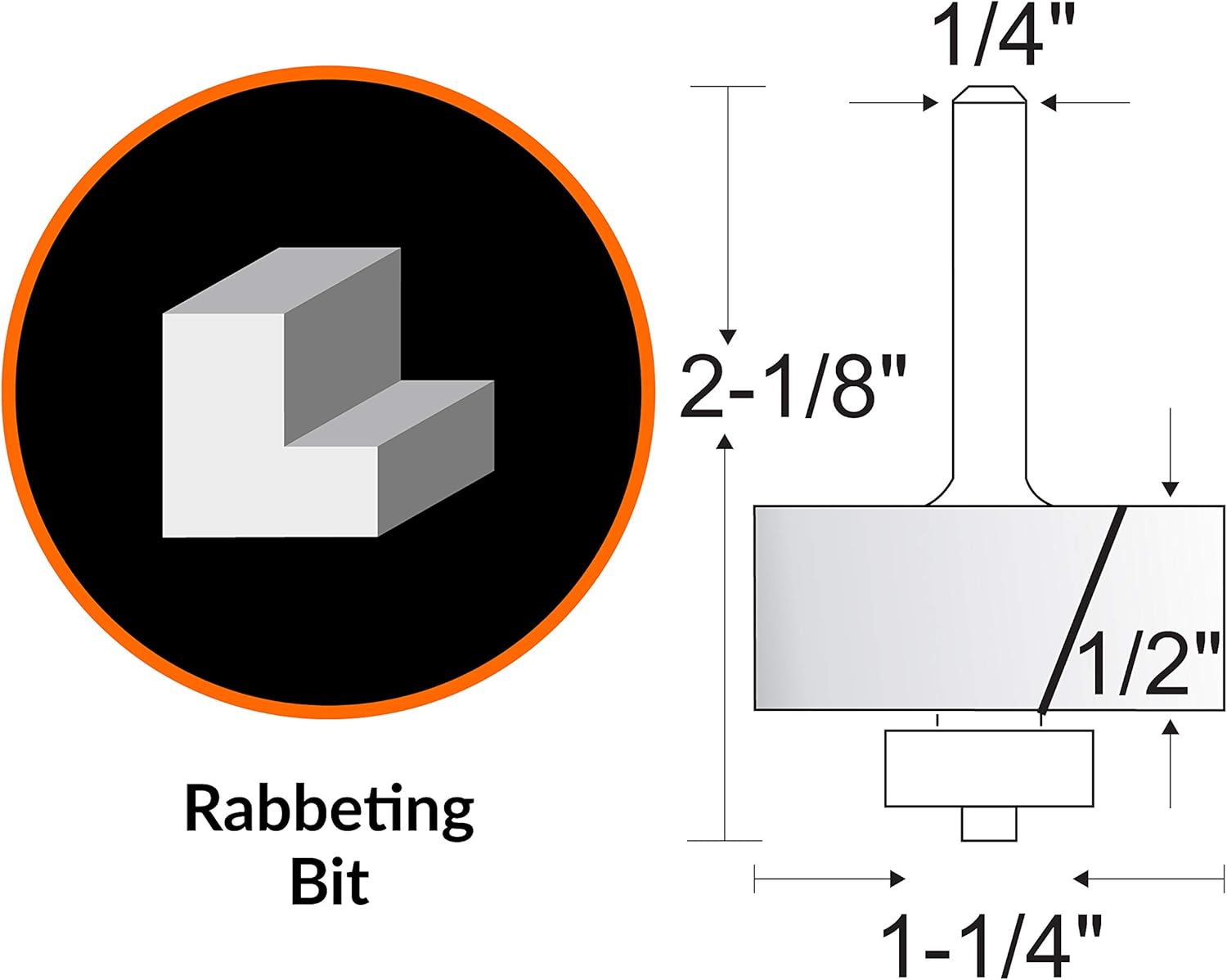 WEN RB701RA 1-1/4 Rabbeting Carbide-Tipped Router Bit with 1/4 in. Shank