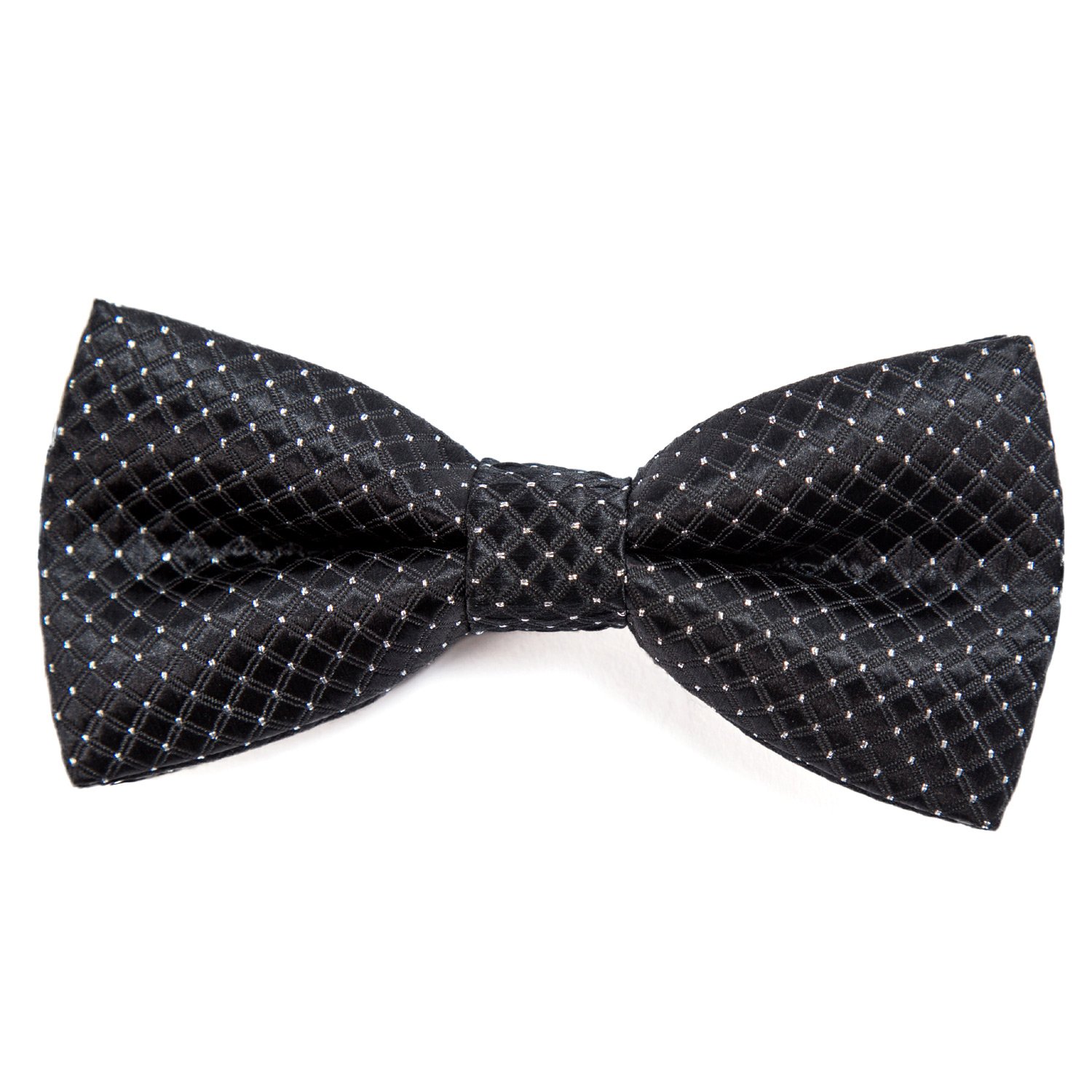 DonDon Elegancka mucha dziecięca chłopięca zawiązana z regulowaną długością paska 9 x 4,5 cm z połyskiem w srebrne kropki